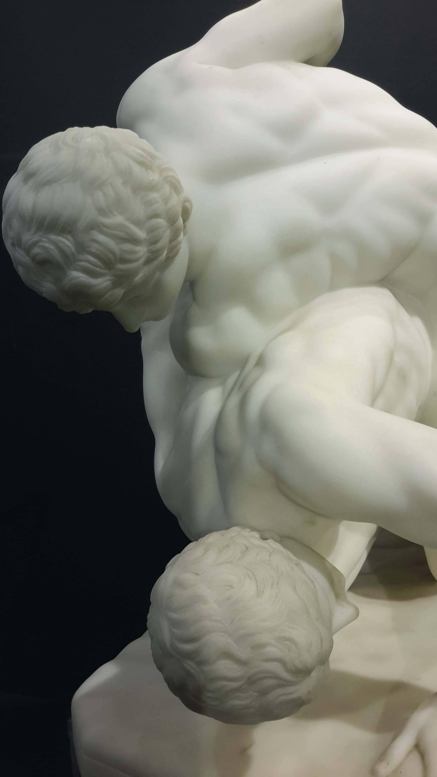 Carrera Marble Sculpture of Two Roman Wrestlers, 19th Century Grand Tour 1