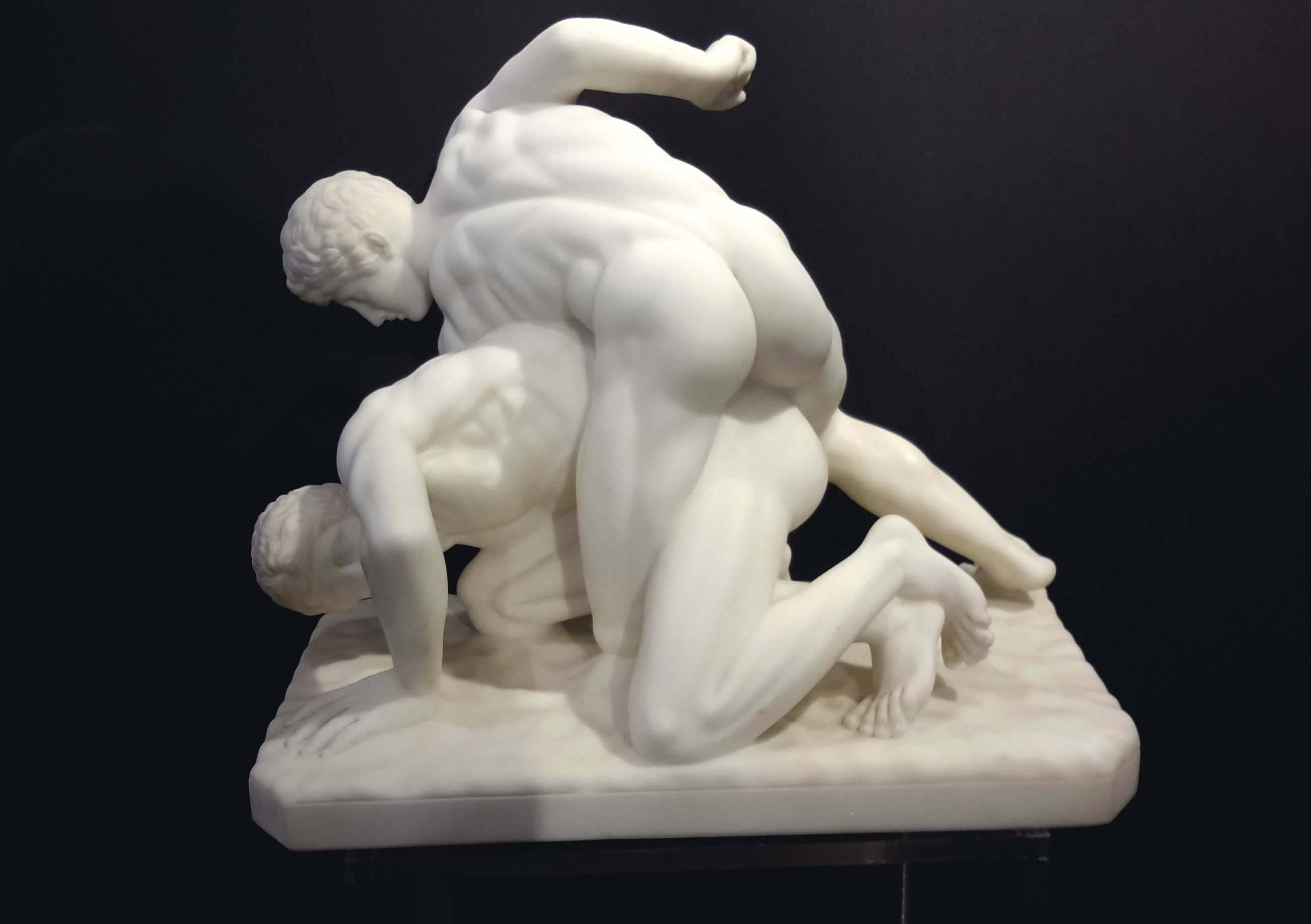 Carrera Marble Sculpture of Two Roman Wrestlers, 19th Century Grand Tour 3