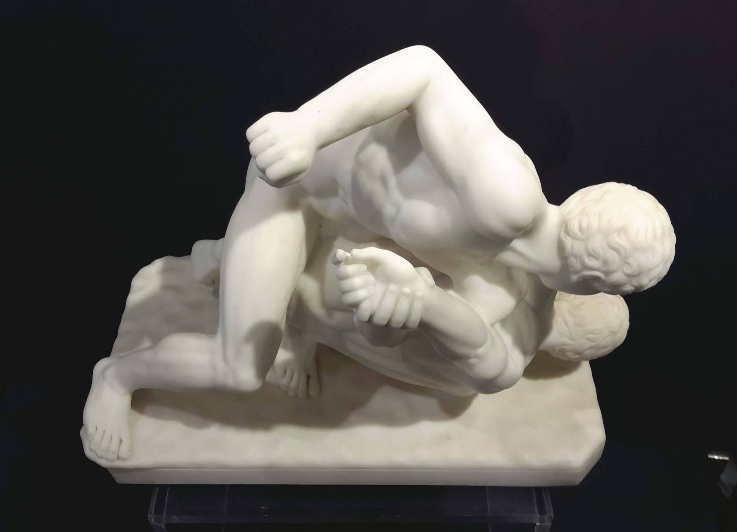 Carrera Marble Sculpture of Two Roman Wrestlers, 19th Century Grand Tour 5