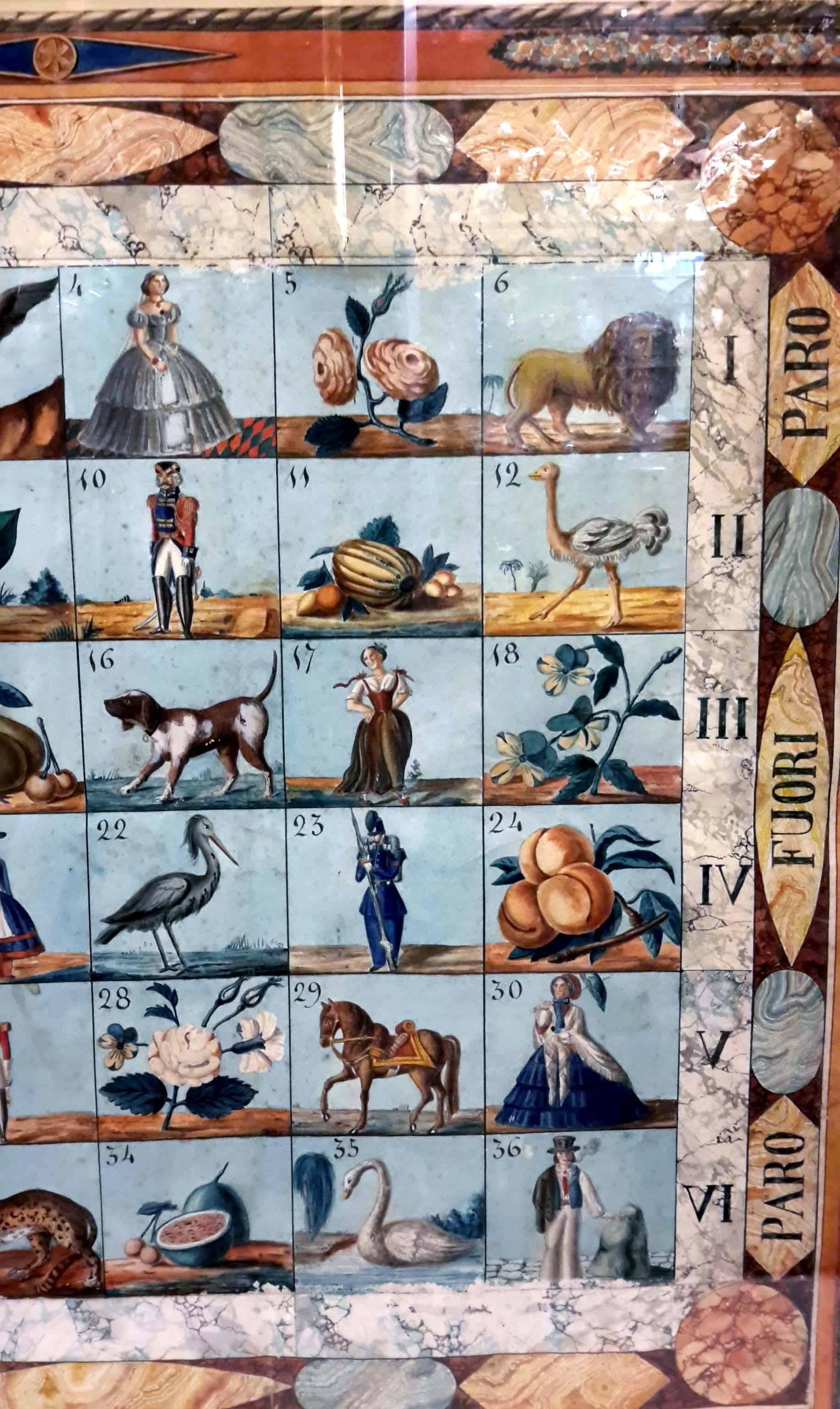 Early 1800s Italian Watercolor Game Board For Sale 2