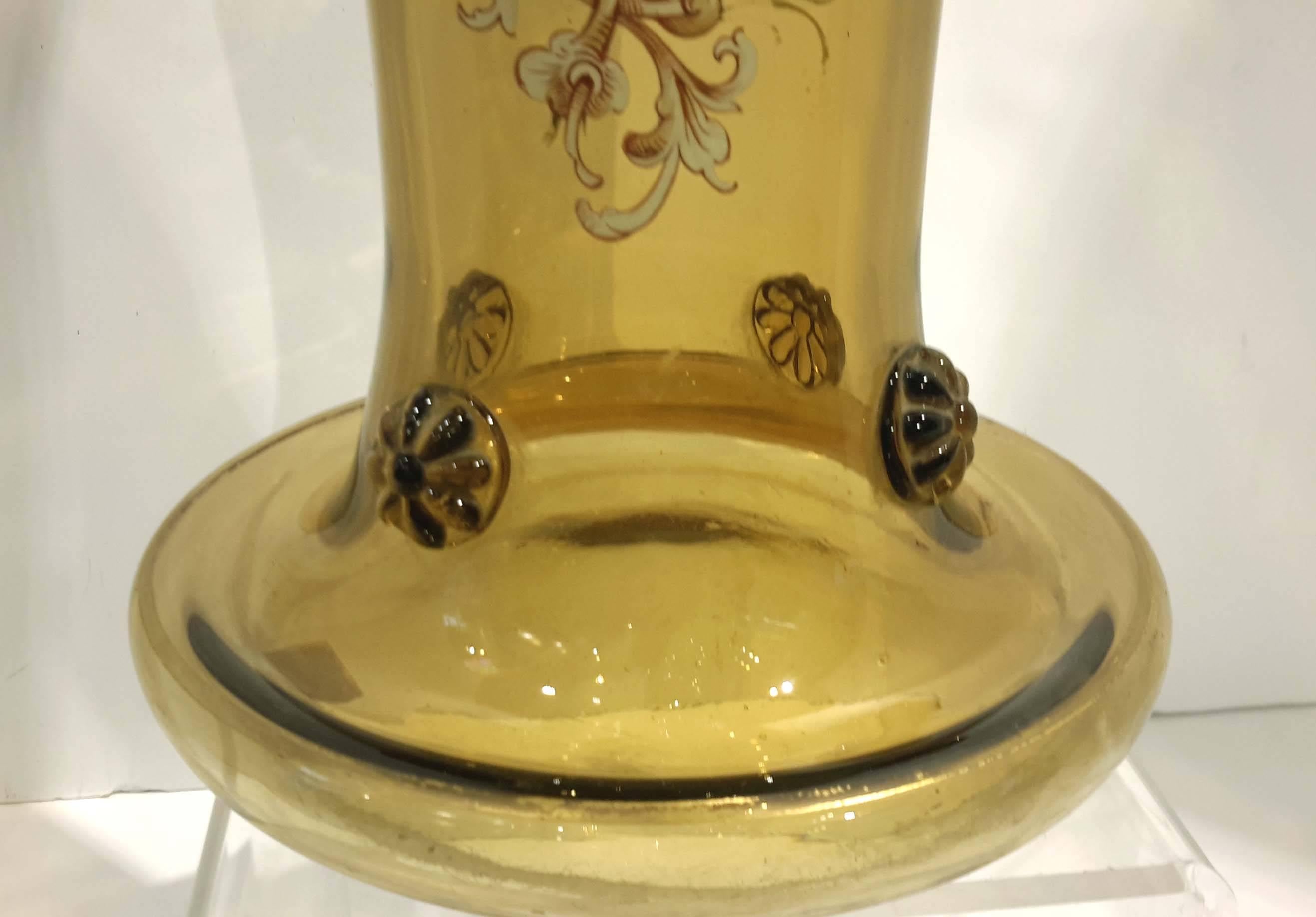 Large Enameled Bohemian Glass Covered Beeker, 19th Century 5