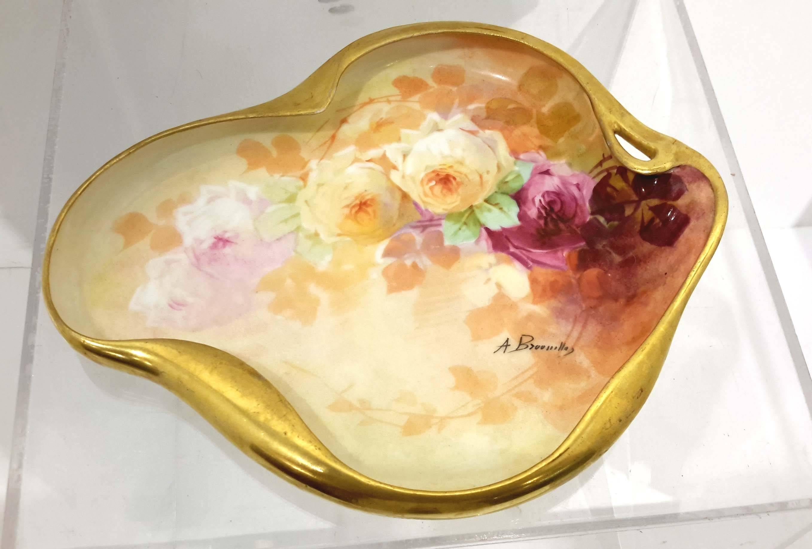 Art Nouveau Coronet Limoges Porcelain Signed Bronssillon, circa 1910