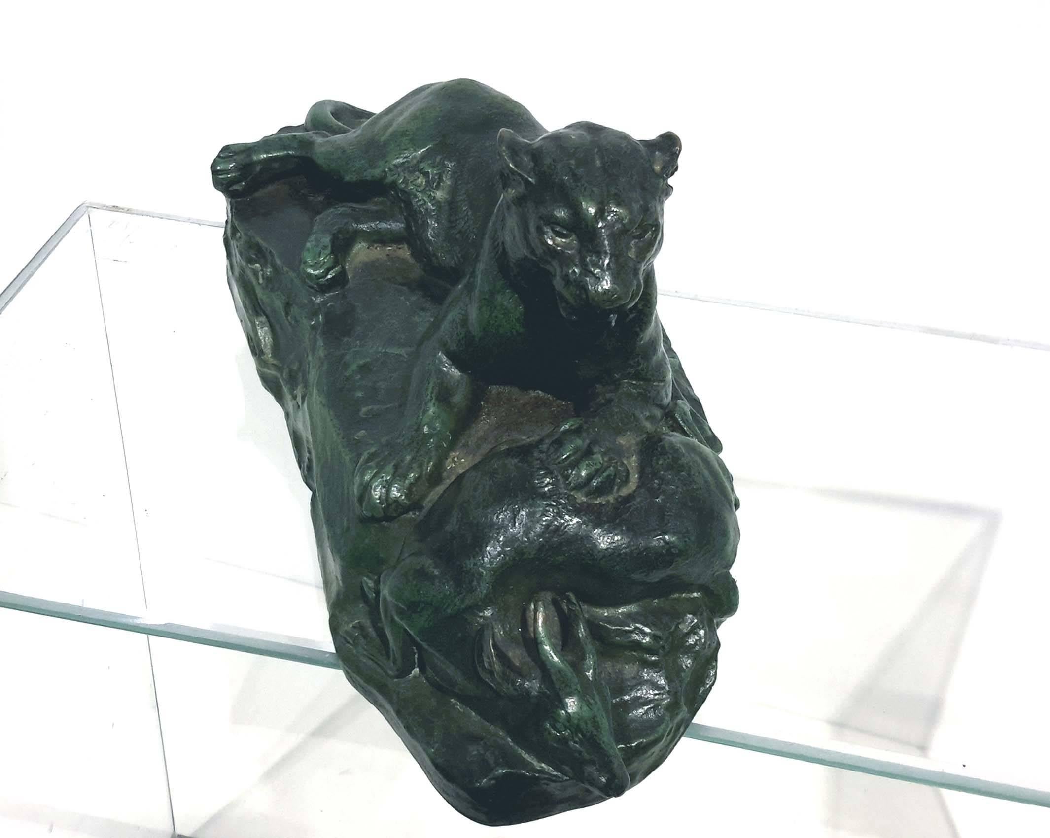 This is a beautiful cast bronze with green patina.Circa  19th Century.

Barye Antoine-Louis, (1795 - 1875)