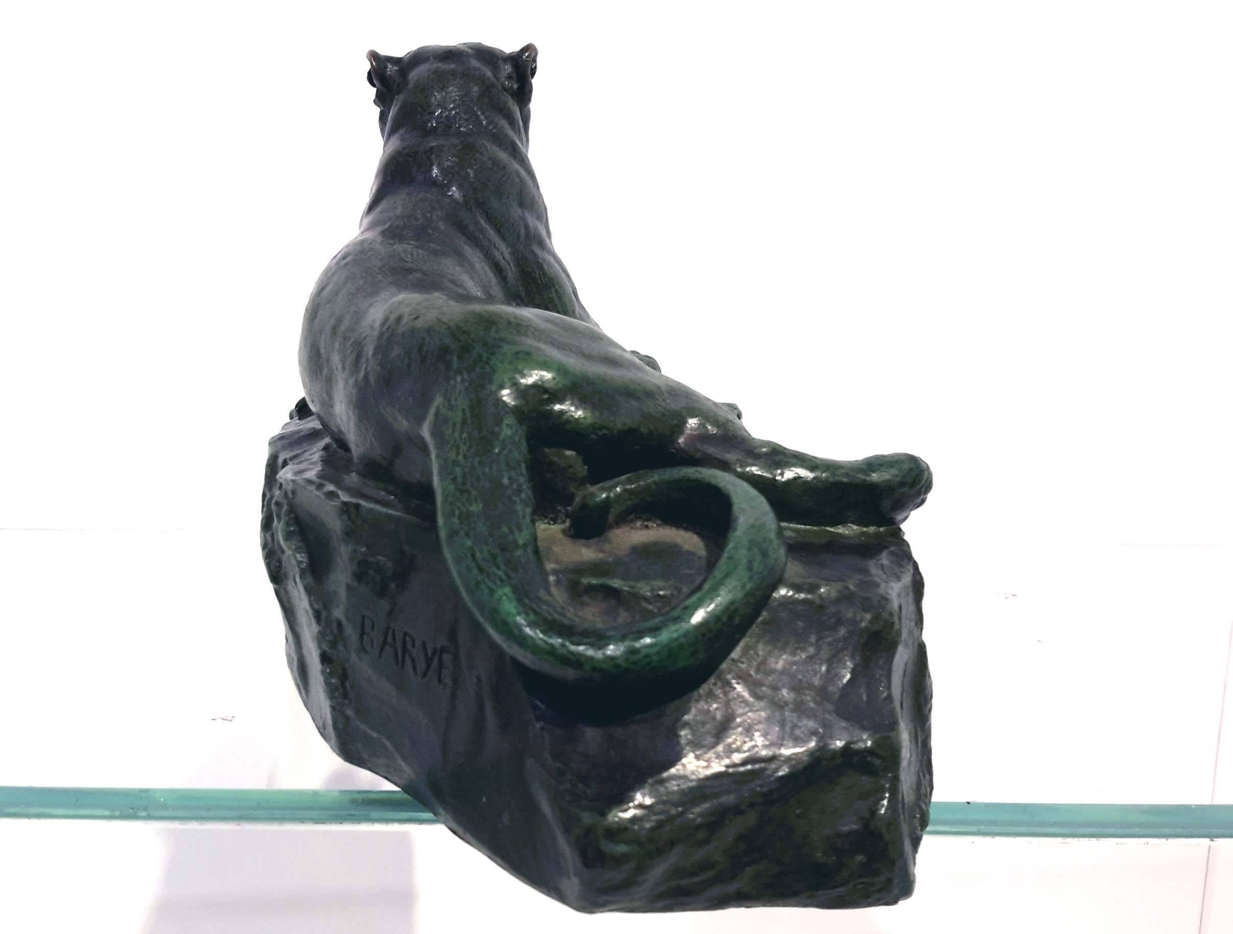 Cast Barye Antoine-Louis, Bronze Panther and Antelope, 19th Century