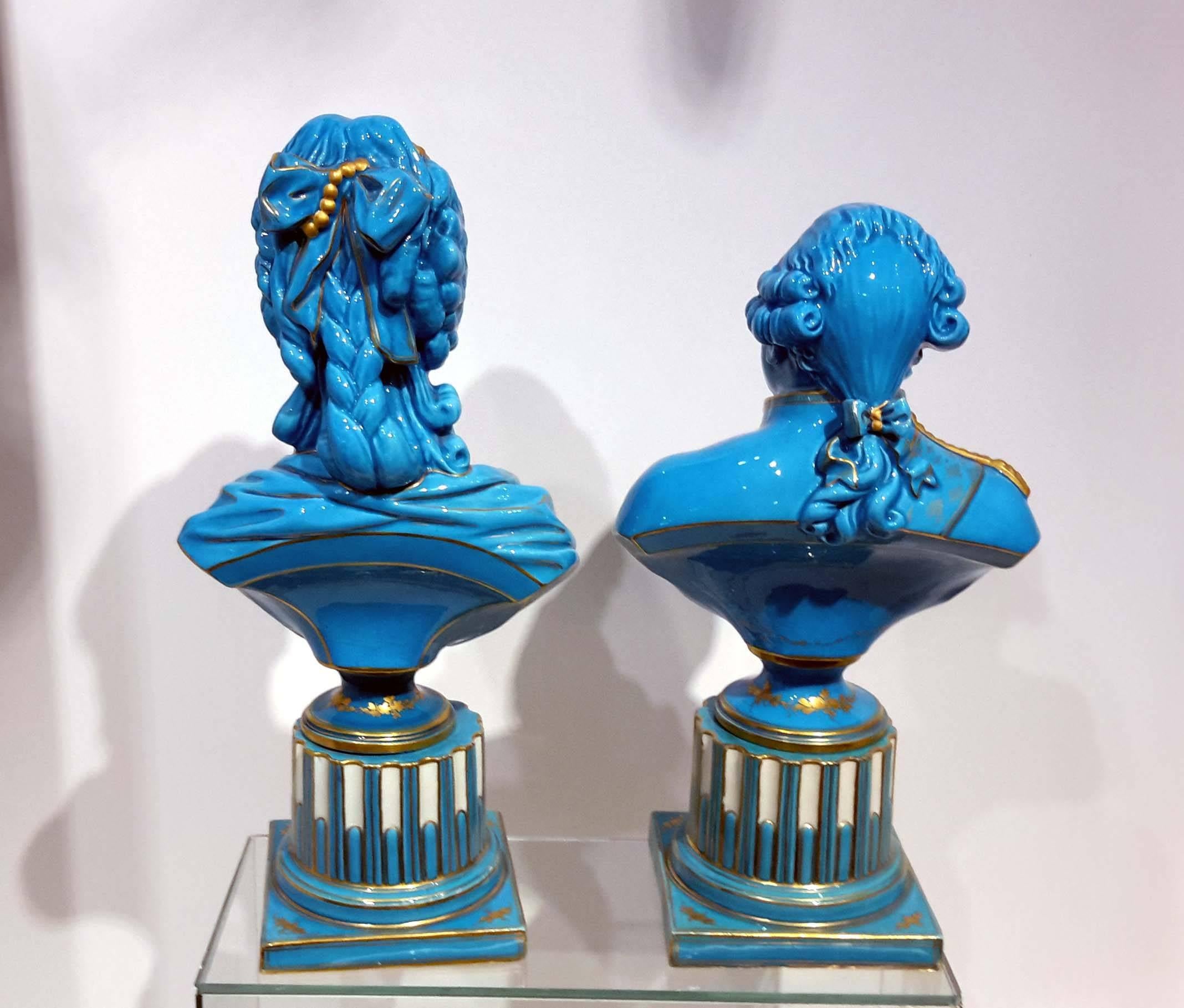 Pair of Sevres Porcelain Busts of Louis XVI and Marie Antoinette, 19th Century 3