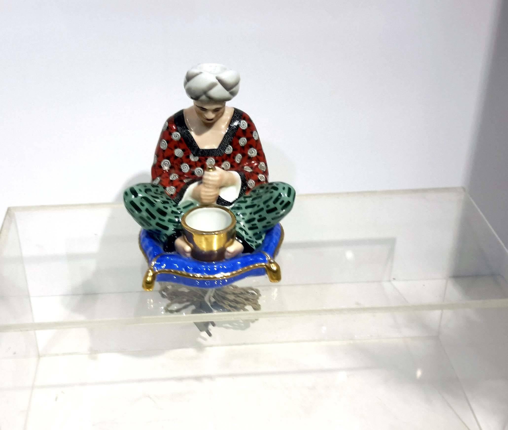 Rare Limoges France Orientalist Art Deco Perfume Lamp, 1920s 3