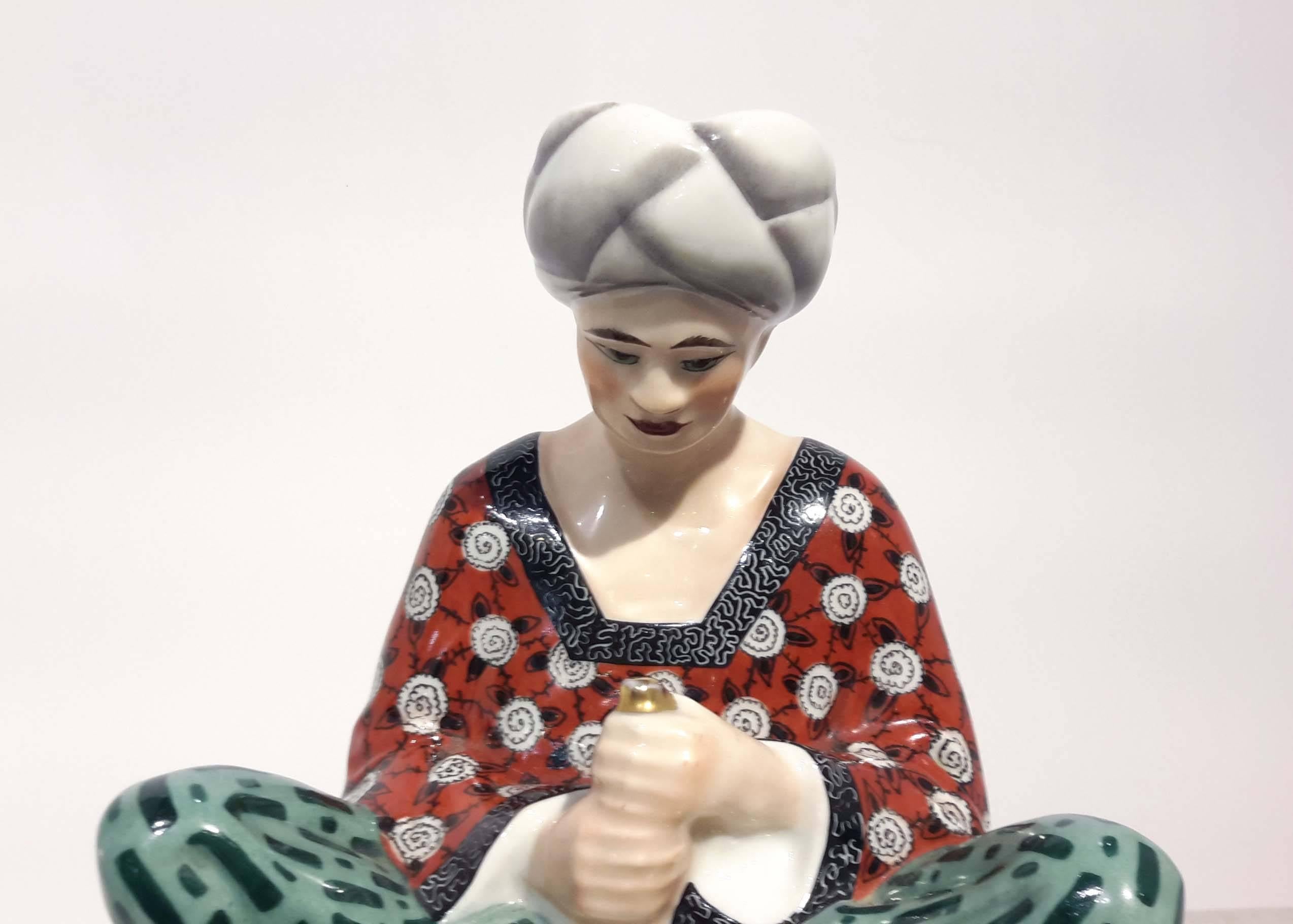 Rare Limoges France Orientalist Art Deco Perfume Lamp, 1920s In Good Condition In New York, NY