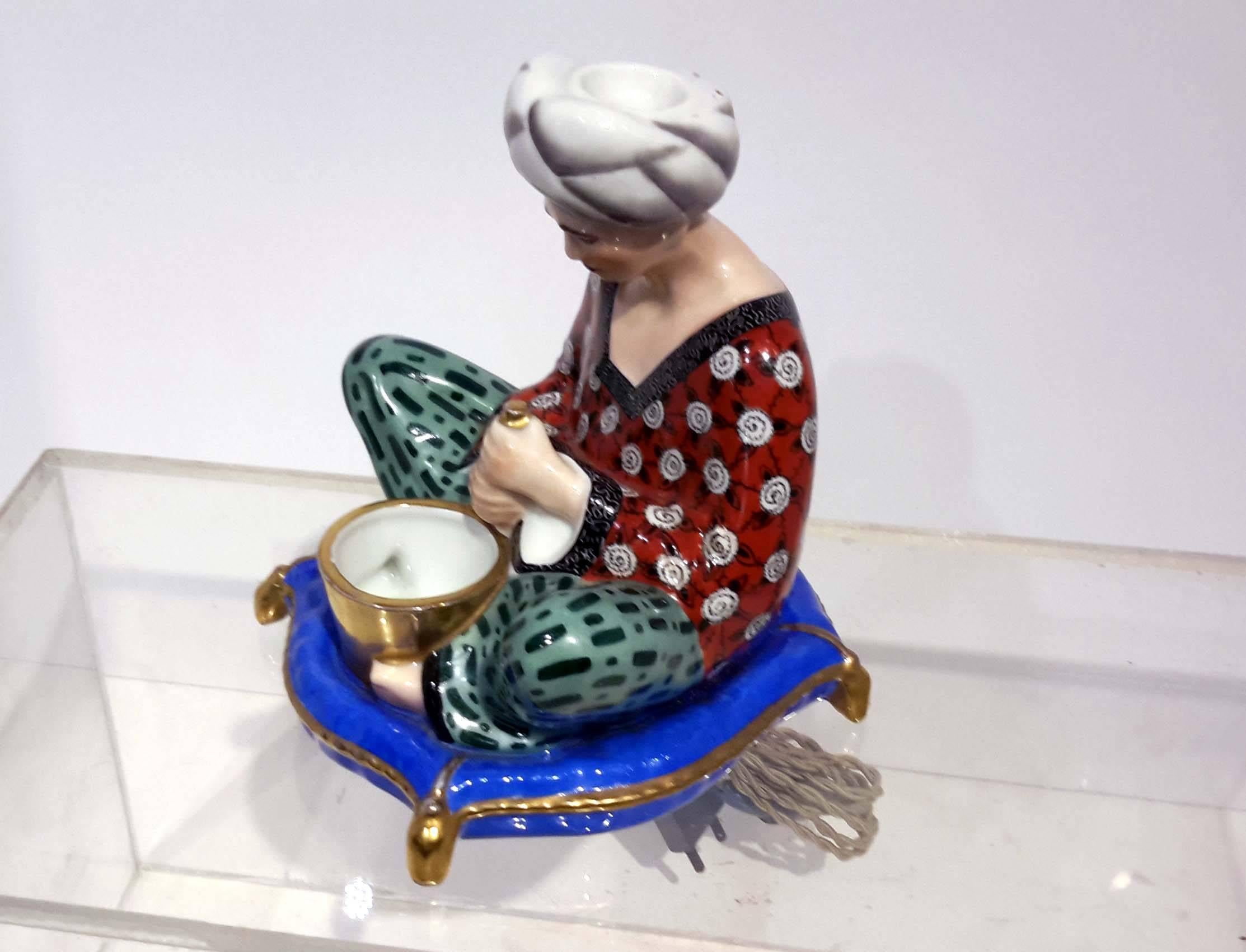 Rare Limoges France Orientalist Art Deco Perfume Lamp, 1920s 2