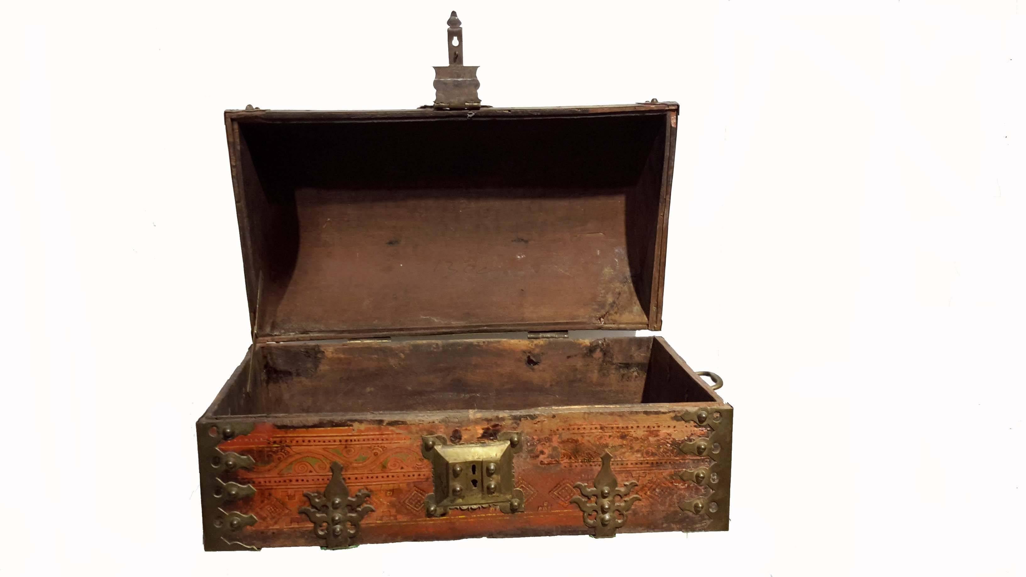 Anglo-Indian Large Anglo Indian Malabar Treasure Chest, Brass Fittings circa 19th Century
