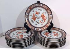 46 Pc. Set 19th Century French Chinoiserie Porcelain Plates, Rouard, Paris