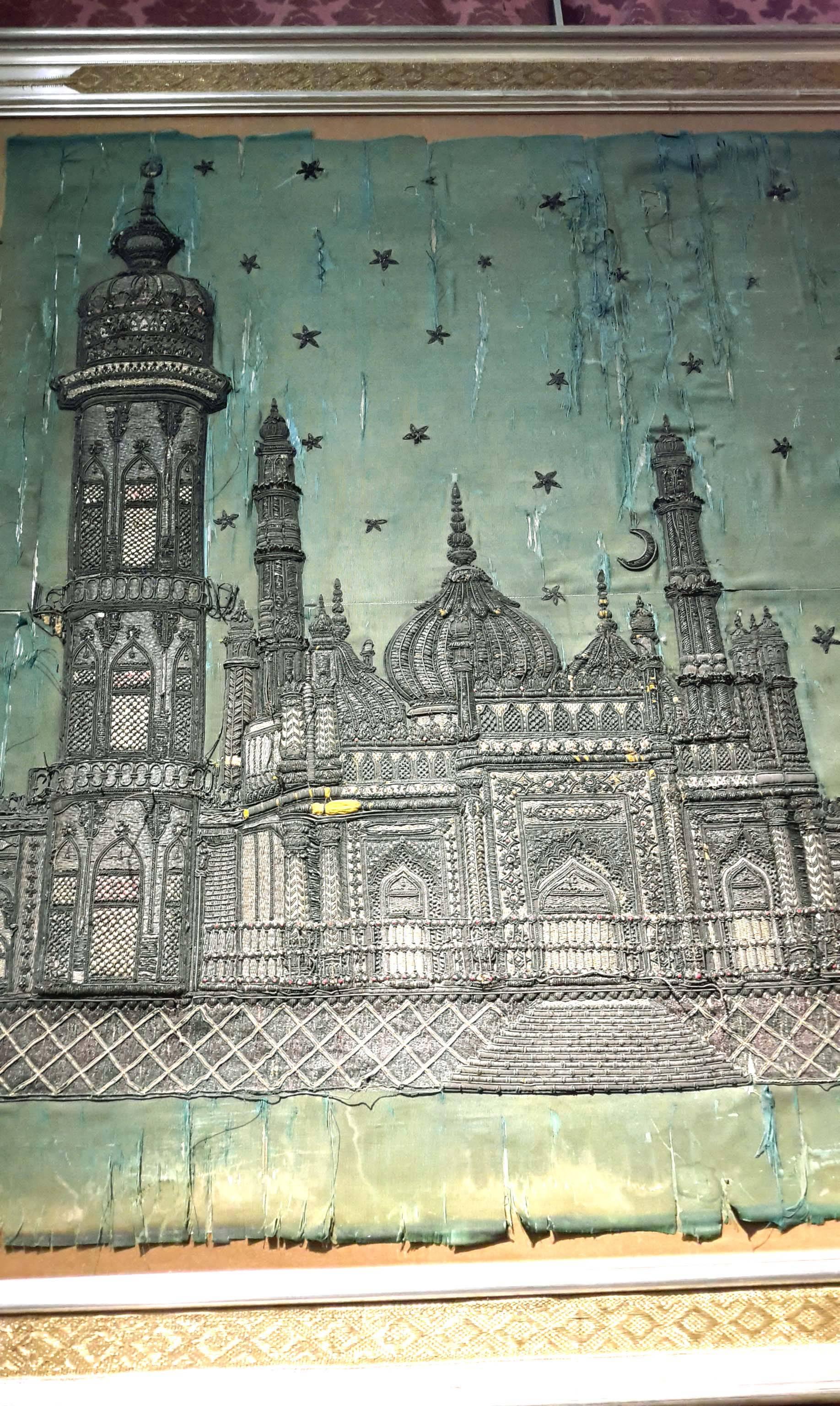 Superb Turkish Silver Embroidered Textile of Islamic Mosque 2