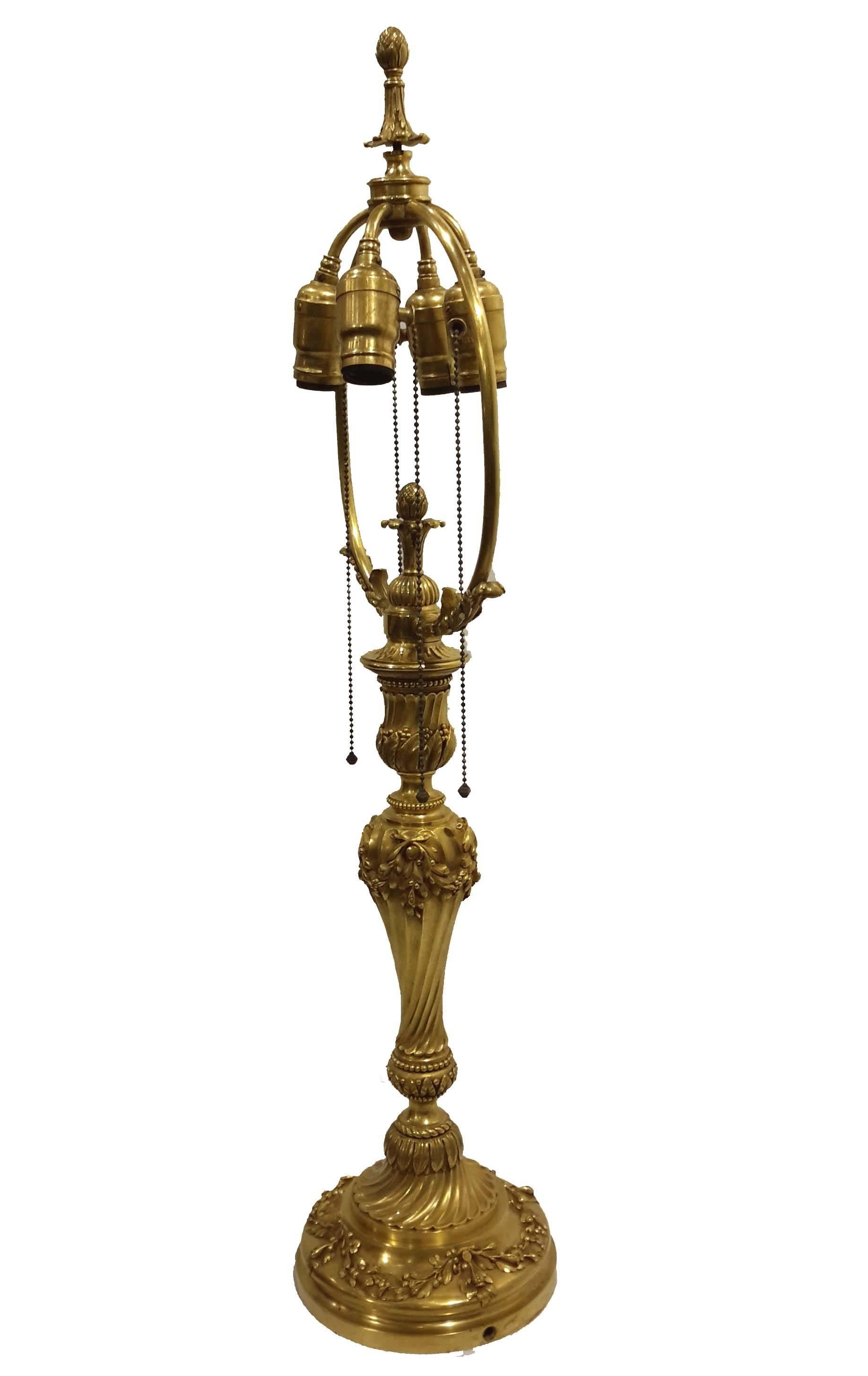 Great quality gilt bronze lamp attributed to E.F. Caldwell & Co. New York, circa 1890s.
Wonderful details in Louis XVI style. Rewired.