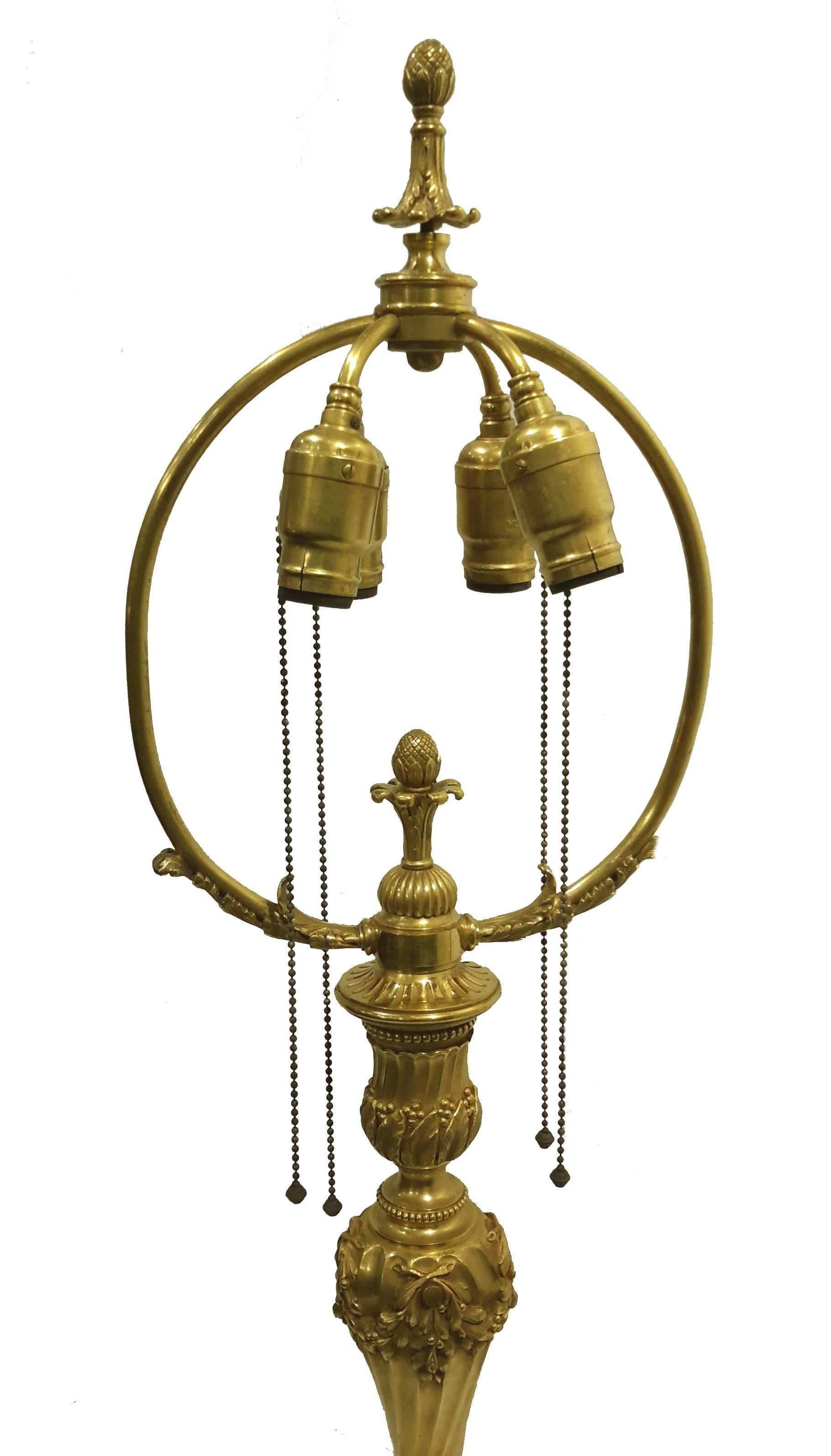 American Caldwell Gilt Bronze Lamp, circa 1890