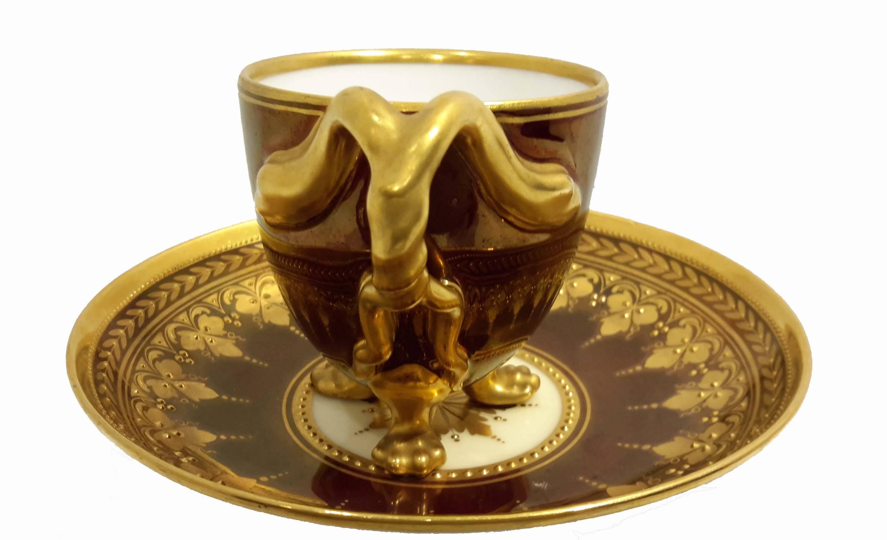 Royal Vienna Porcelain Portrait Demitasse Cup and Saucer, Austria, circa 1890 In Good Condition In New York, NY