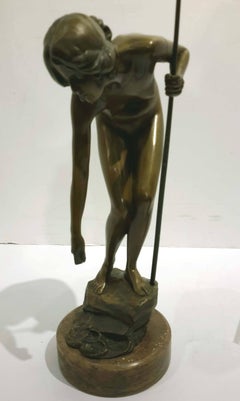 Victor Heinrich Seifert German, Nude Girl Fishing Circa 1900