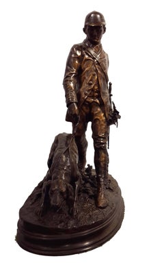 Pierre-Jules Mene Bronze Figure of a Hunter and Dog