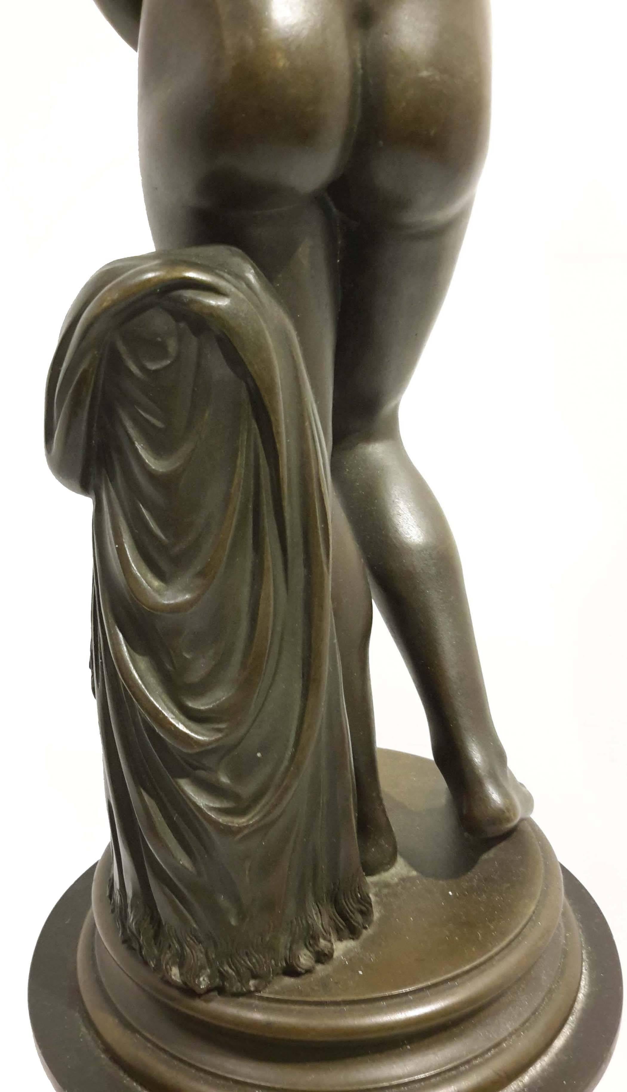 Grand Tour Bronze Figure of Greek Goddess on Marble Base, 19th Century For Sale 1