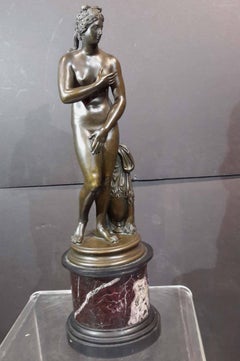 Grand Tour Bronze Figure of Greek Goddess on Marble Base, 19th Century