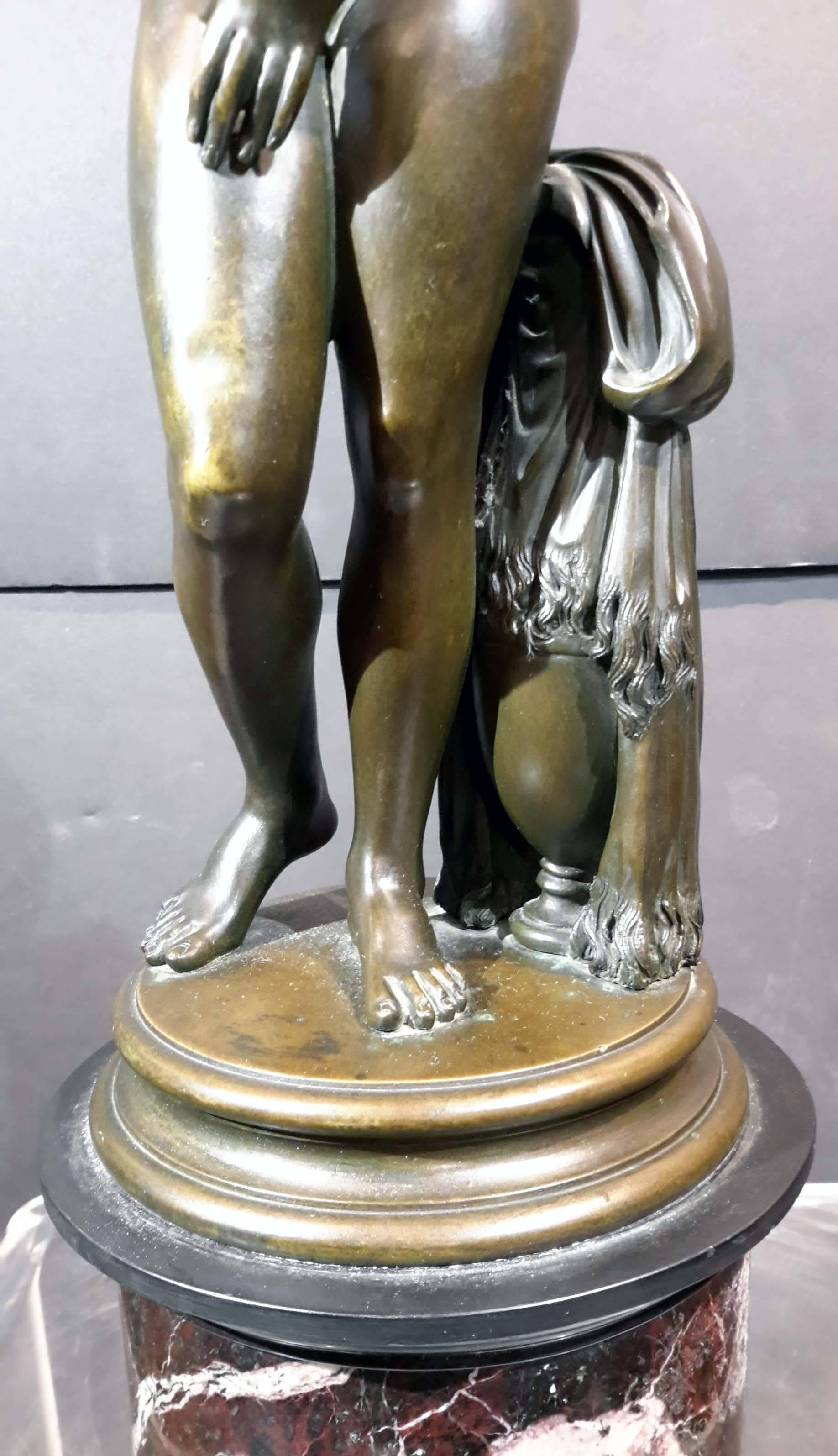 Grand Tour Bronze Figure of Greek Goddess on Marble Base, 19th Century For Sale 2