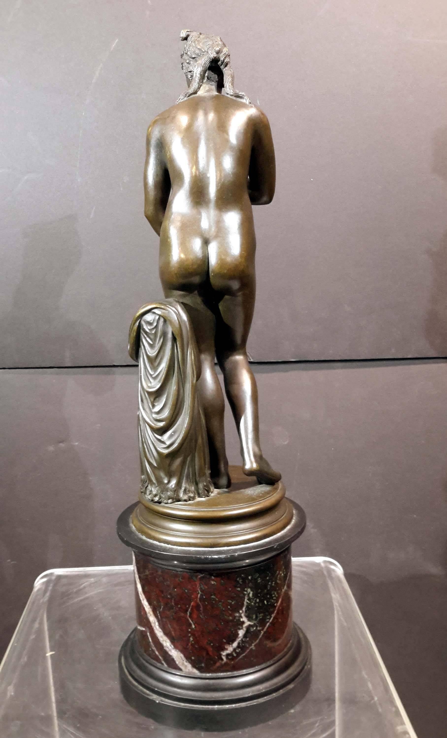 Cast Grand Tour Bronze Figure of Greek Goddess on Marble Base, 19th Century For Sale