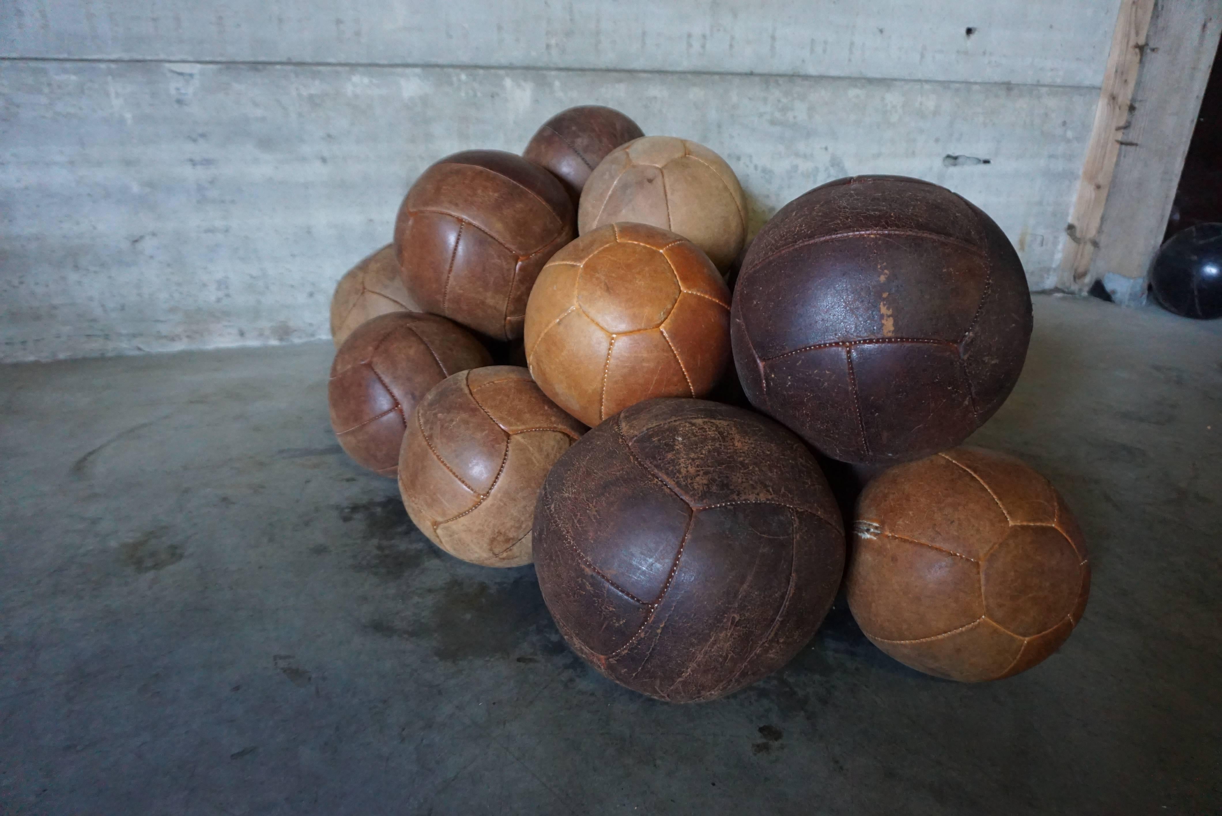 Industrial Lot of 25 Vintage Leather Medicine Balls Ball