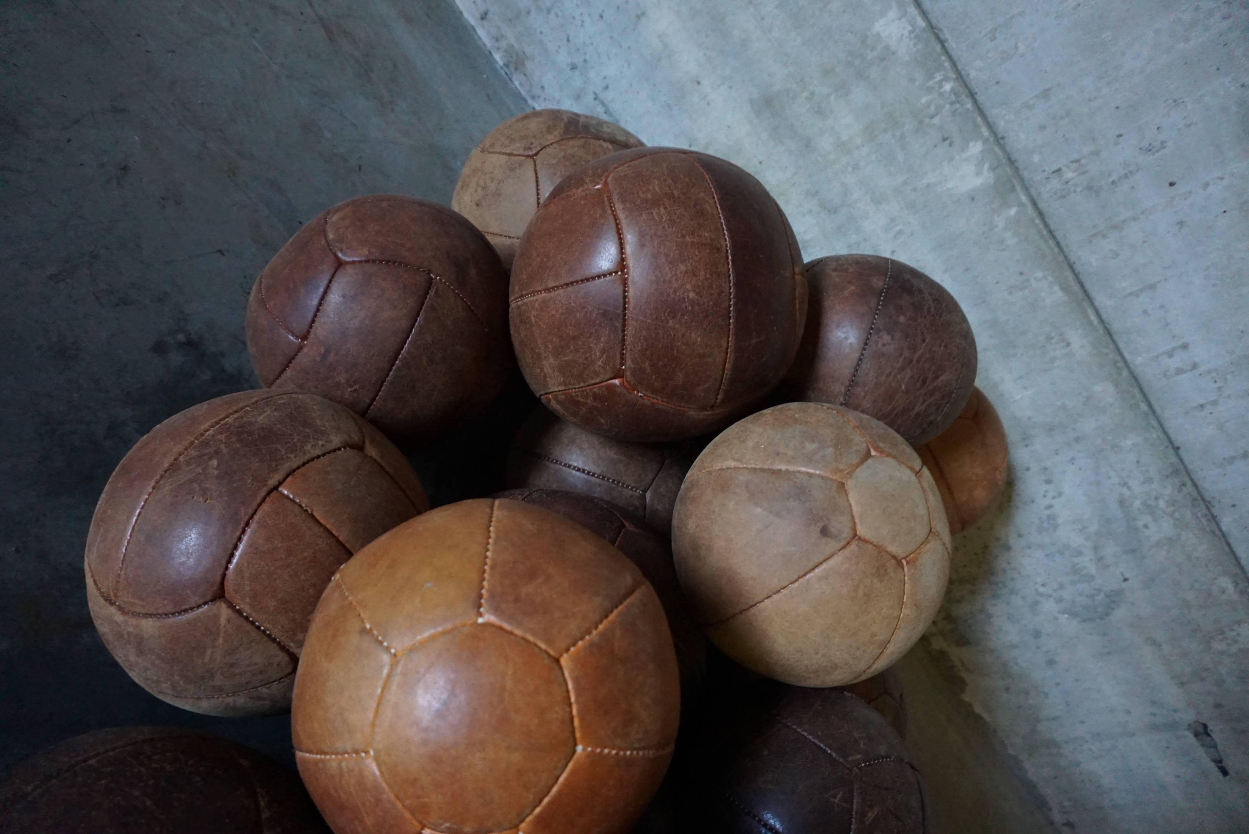 German Lot of 25 Vintage Leather Medicine Balls Ball