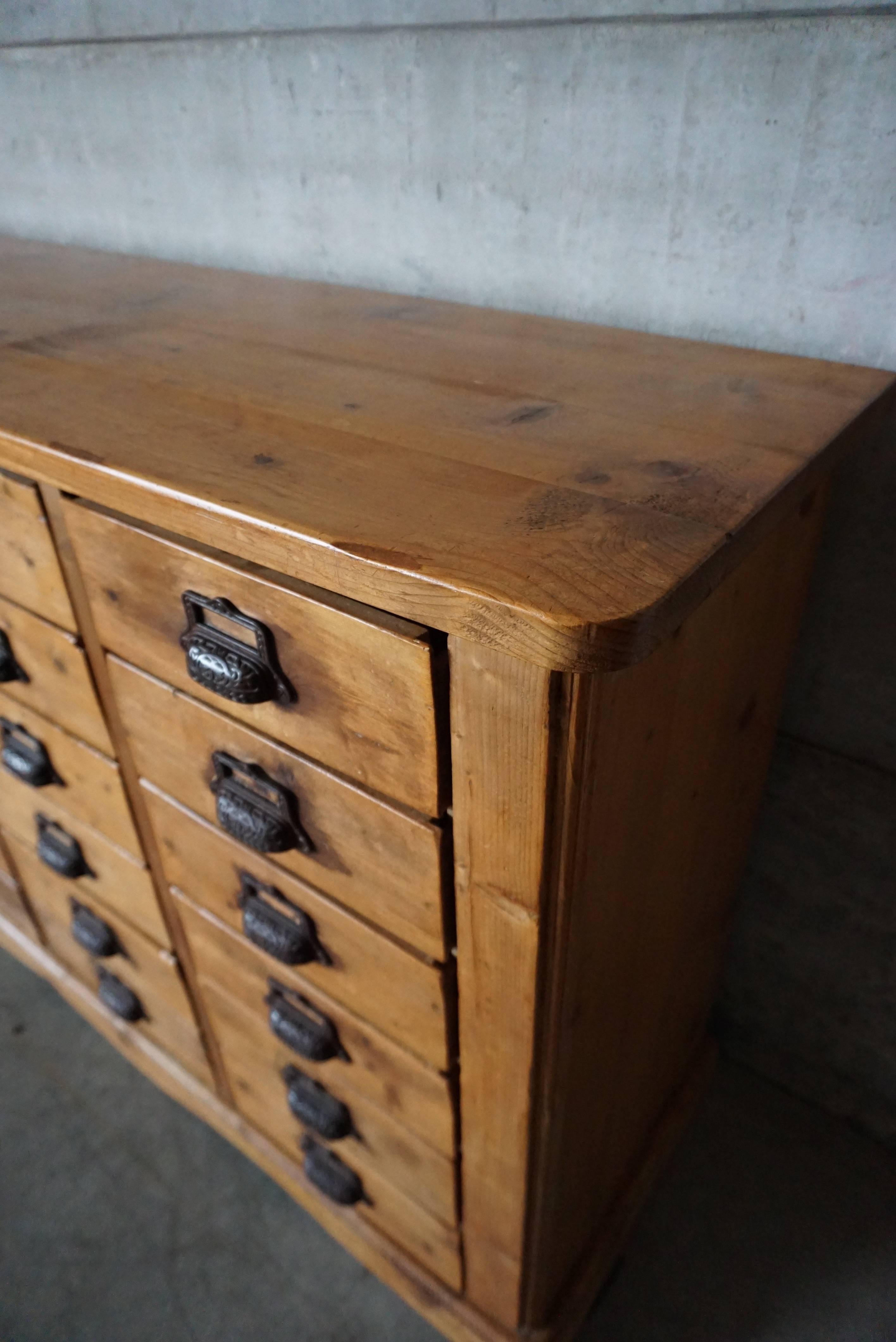 Industrial Antique Pine Apothecary Cabinet, 1900s