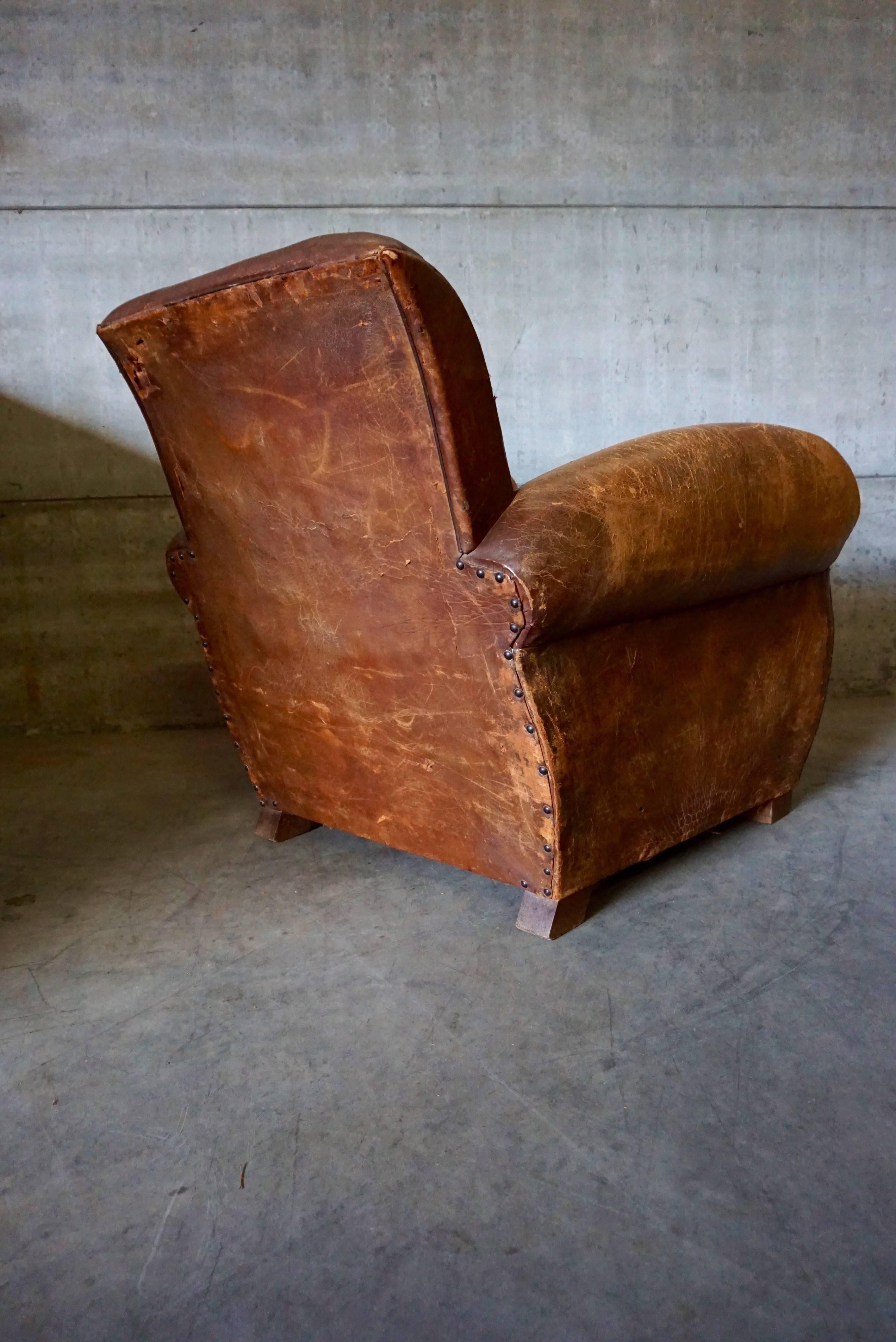 weathered leather chair