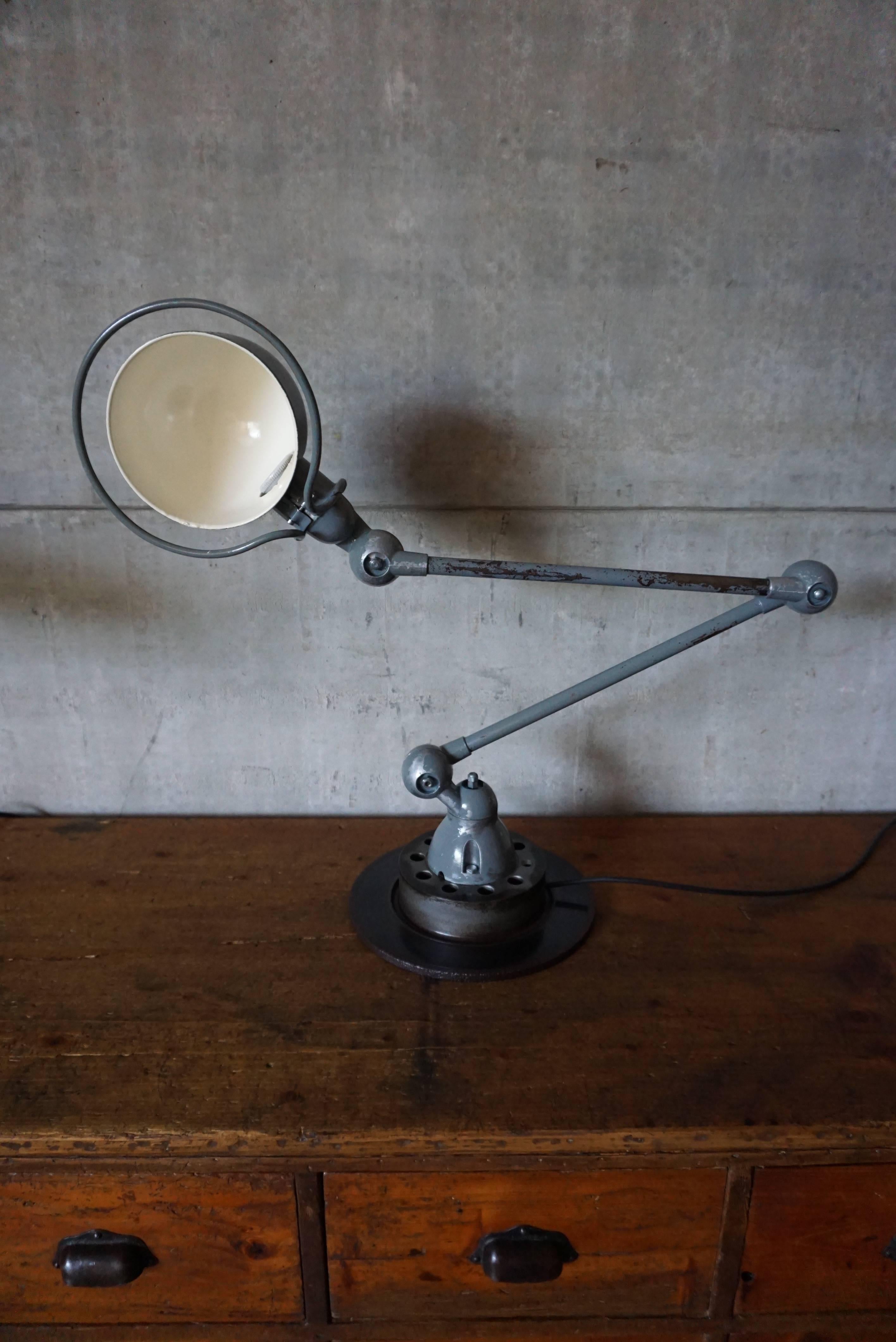 Industrial Two-Armed Grey Lamp by Jieldé In Excellent Condition In Nijmegen, NL