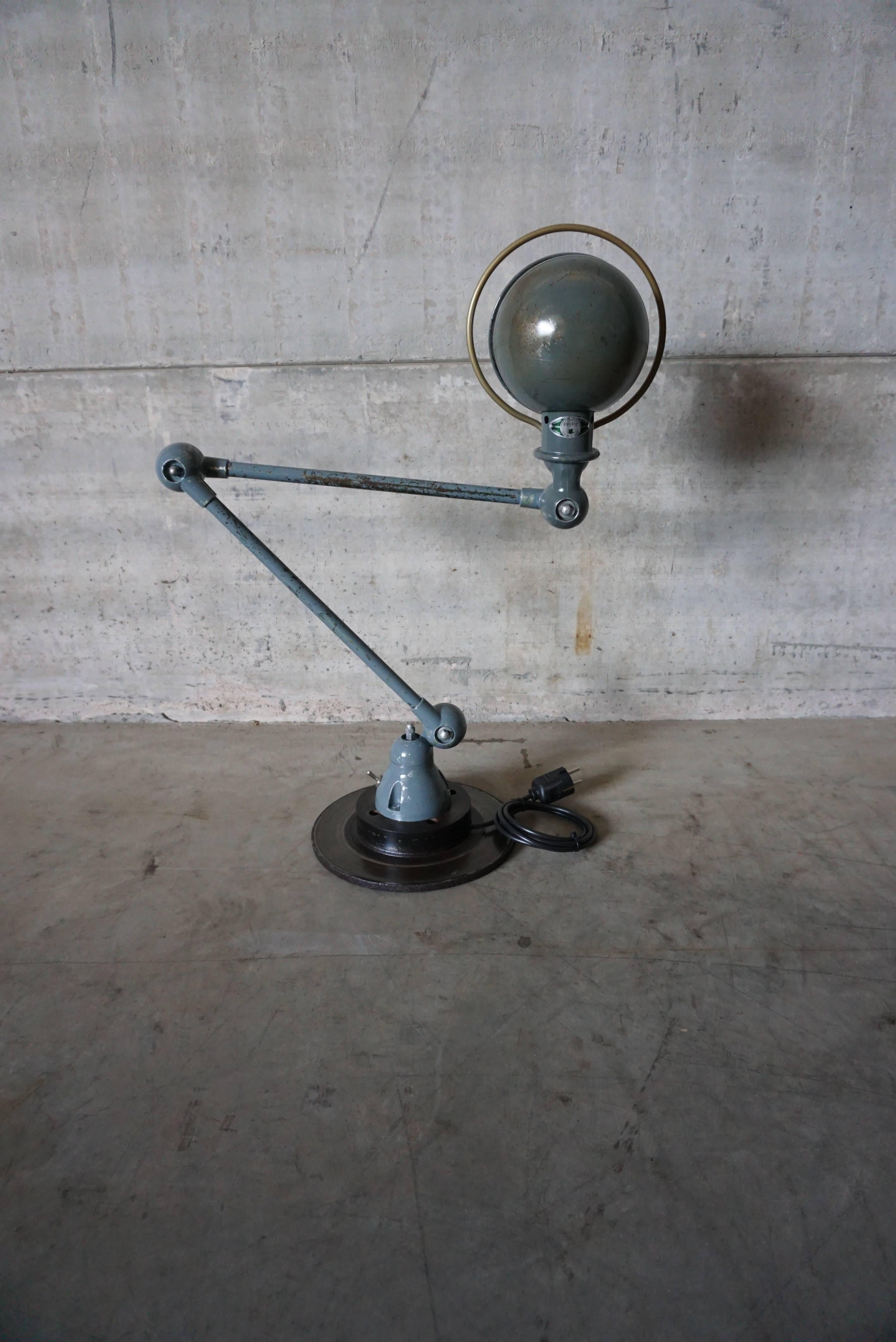French Industrial Articulated Grey Desk Lamp from Jieldé, 1950s