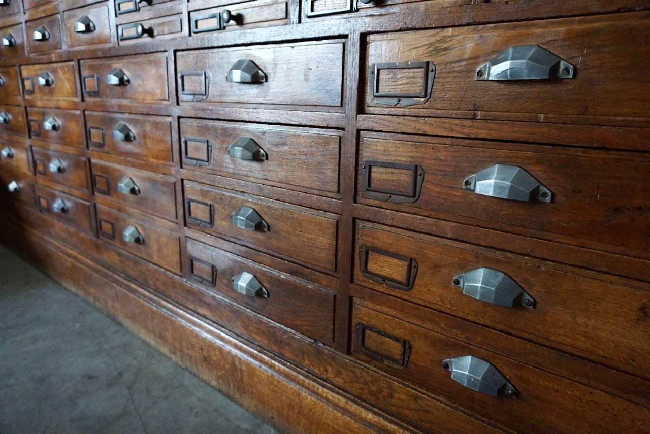 Industrial French Oak Jewelers or Apothecary Cabinet, 1930s