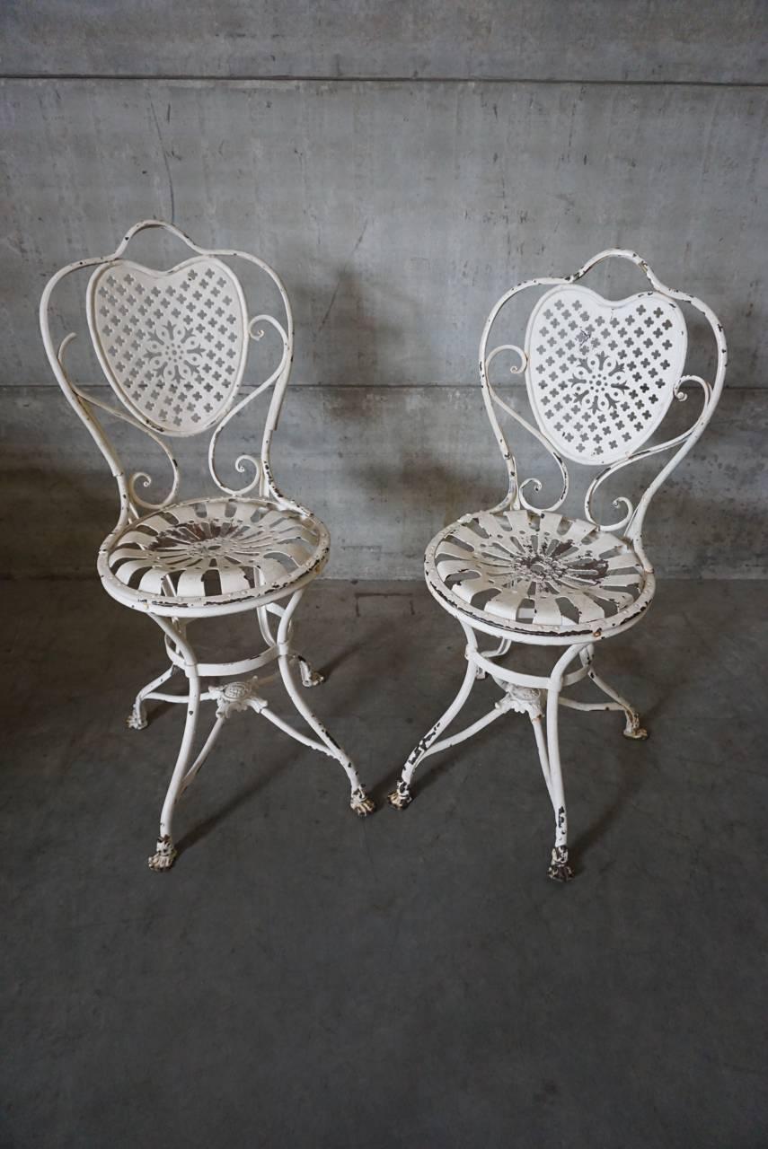 French Wrought Iron Garden Chairs, 1890s, Set of Two 4