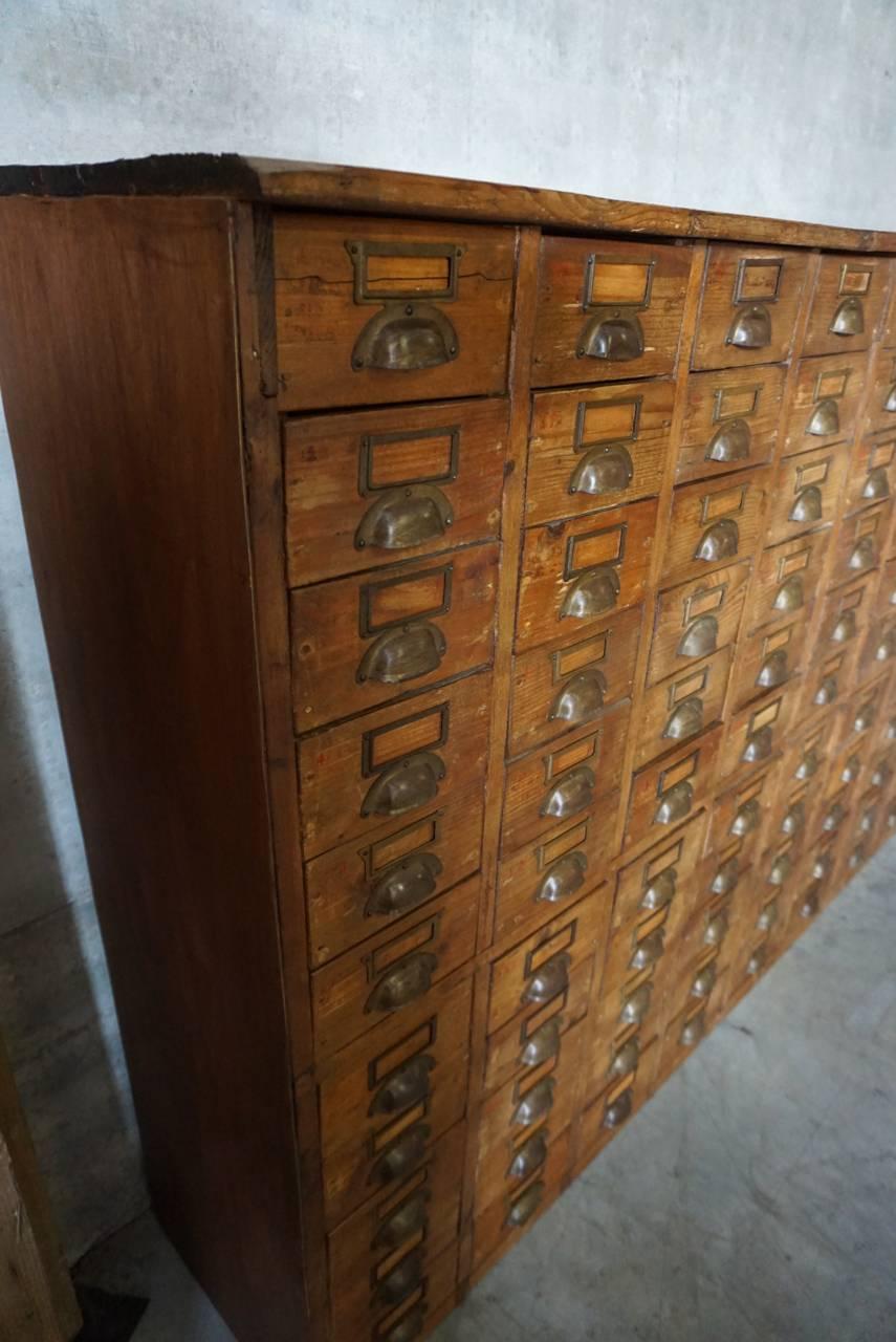 Vintage French Large Pine Apothecary Bank of Drawers 3