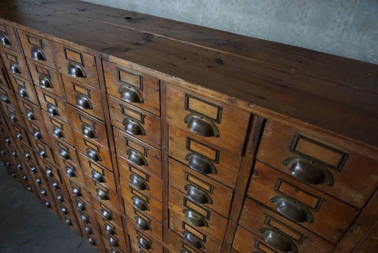 Vintage French Large Pine Apothecary Bank of Drawers 5