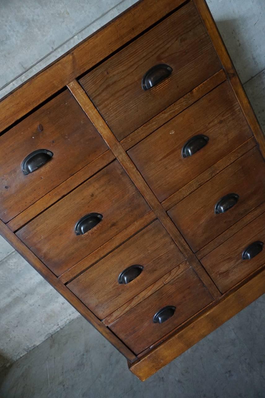 20th Century Vintage French Pine Apothecary Bank of Drawers, 1930s