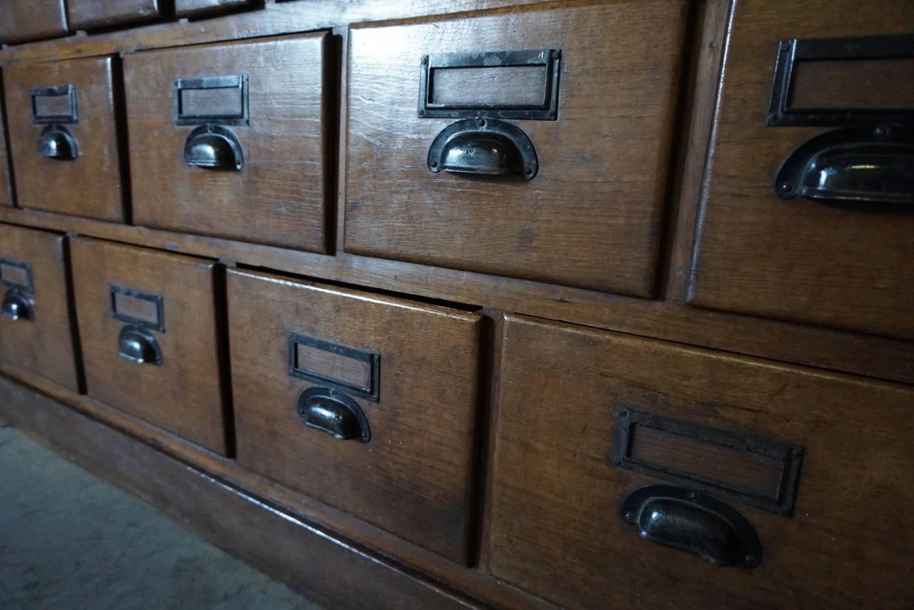 20th Century Vintage French Oak Apothecary Bank of Drawers, 1930s