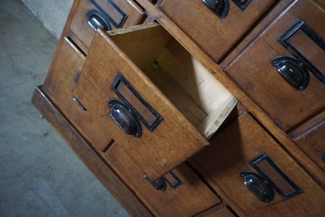 Vintage French Oak Apothecary Bank of Drawers, 1930s 2