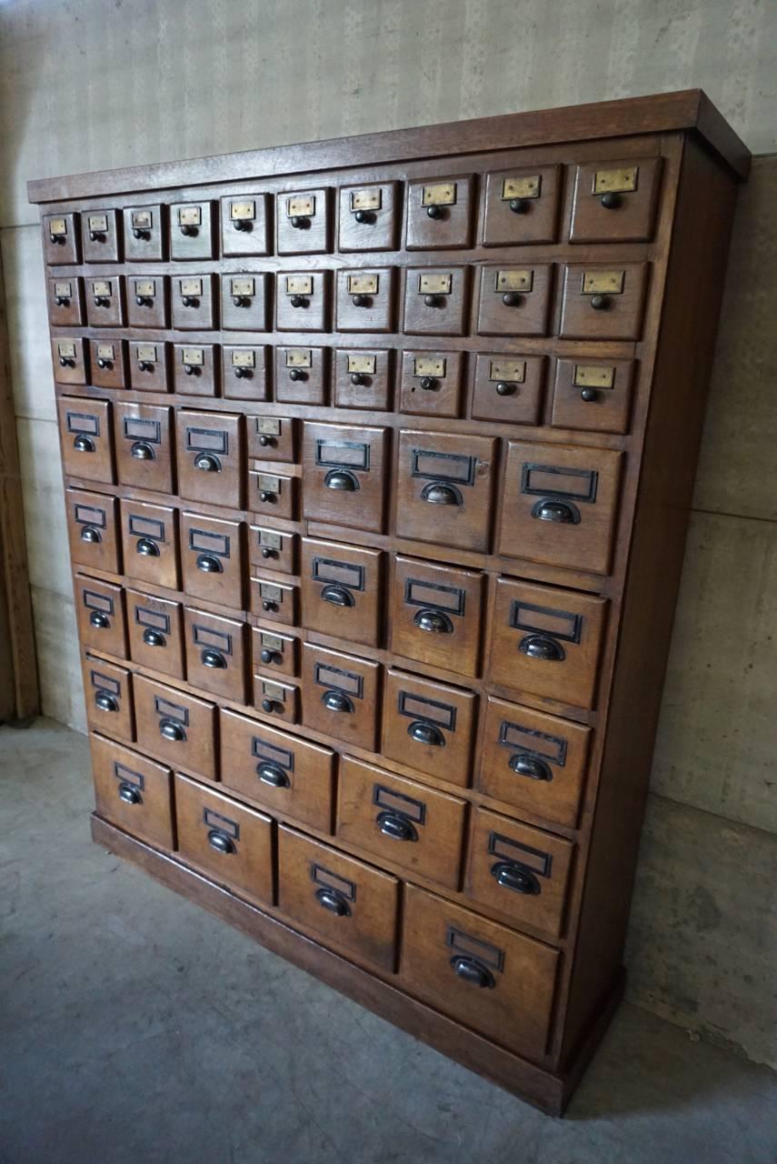 Vintage French Oak Apothecary Bank of Drawers, 1930s 4