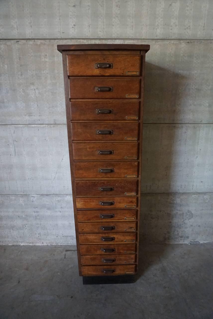 Industrial Vintage Dutch Oak Apothecary Cabinet, 1930s