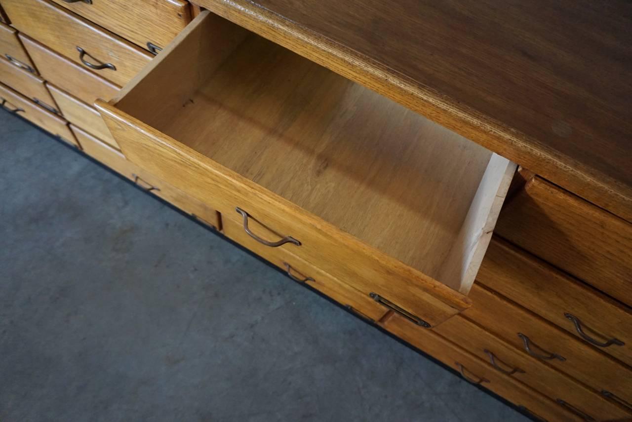 Vintage German Oak Apothecary Bank of Drawers, 1950s 4