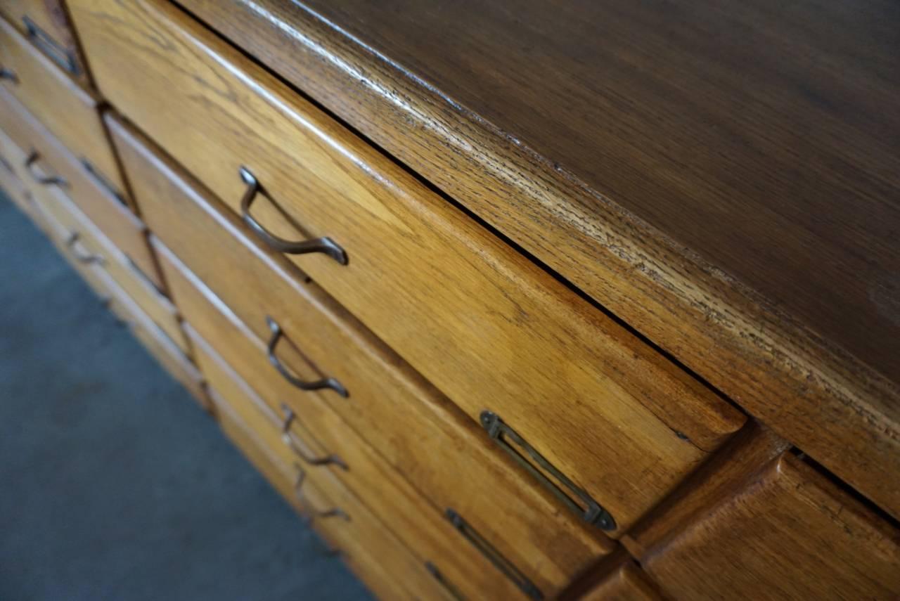 Vintage German Oak Apothecary Bank of Drawers, 1950s 1