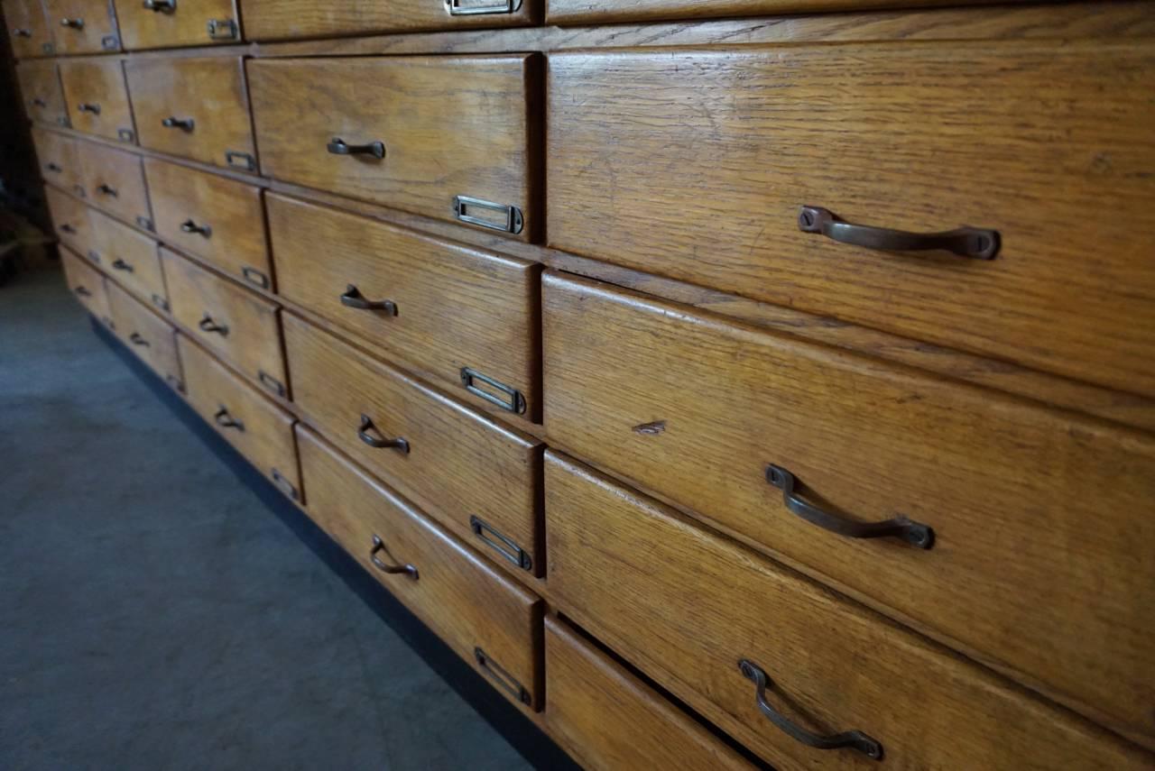 Vintage German Oak Apothecary Bank of Drawers, 1950s 3