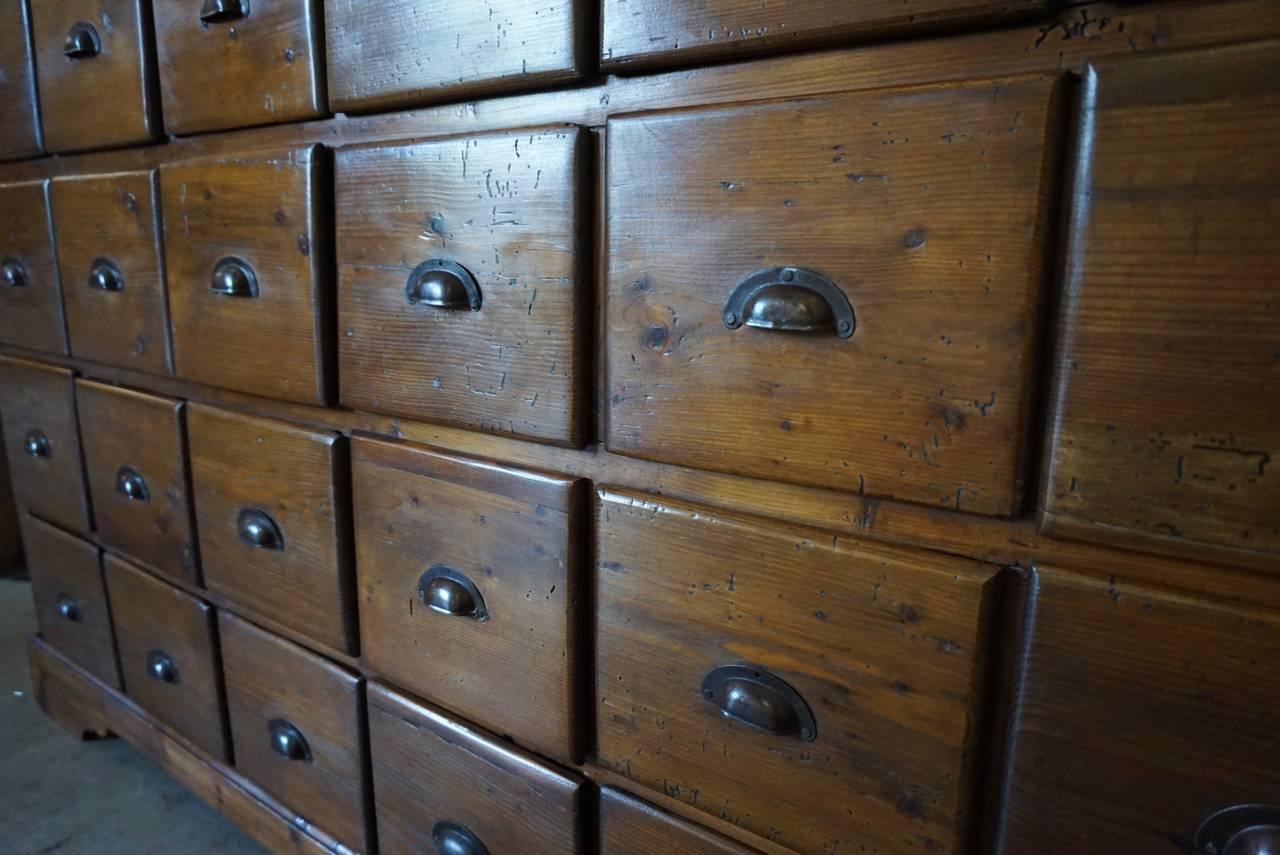 Vintage French Pine Apothecary Bank of Drawers, 1930s 2