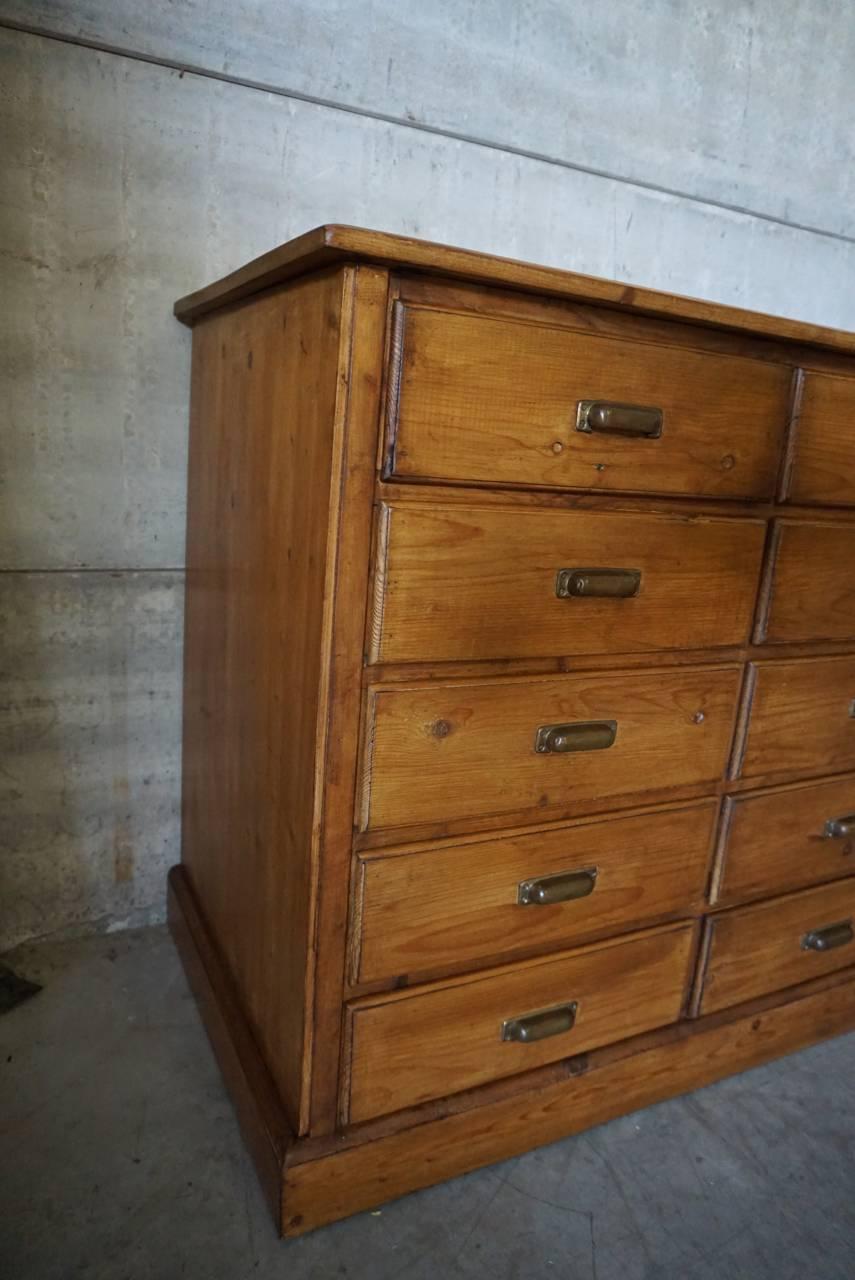 Vintage German Pine Apothecary Bank of Drawers, 1930s 3