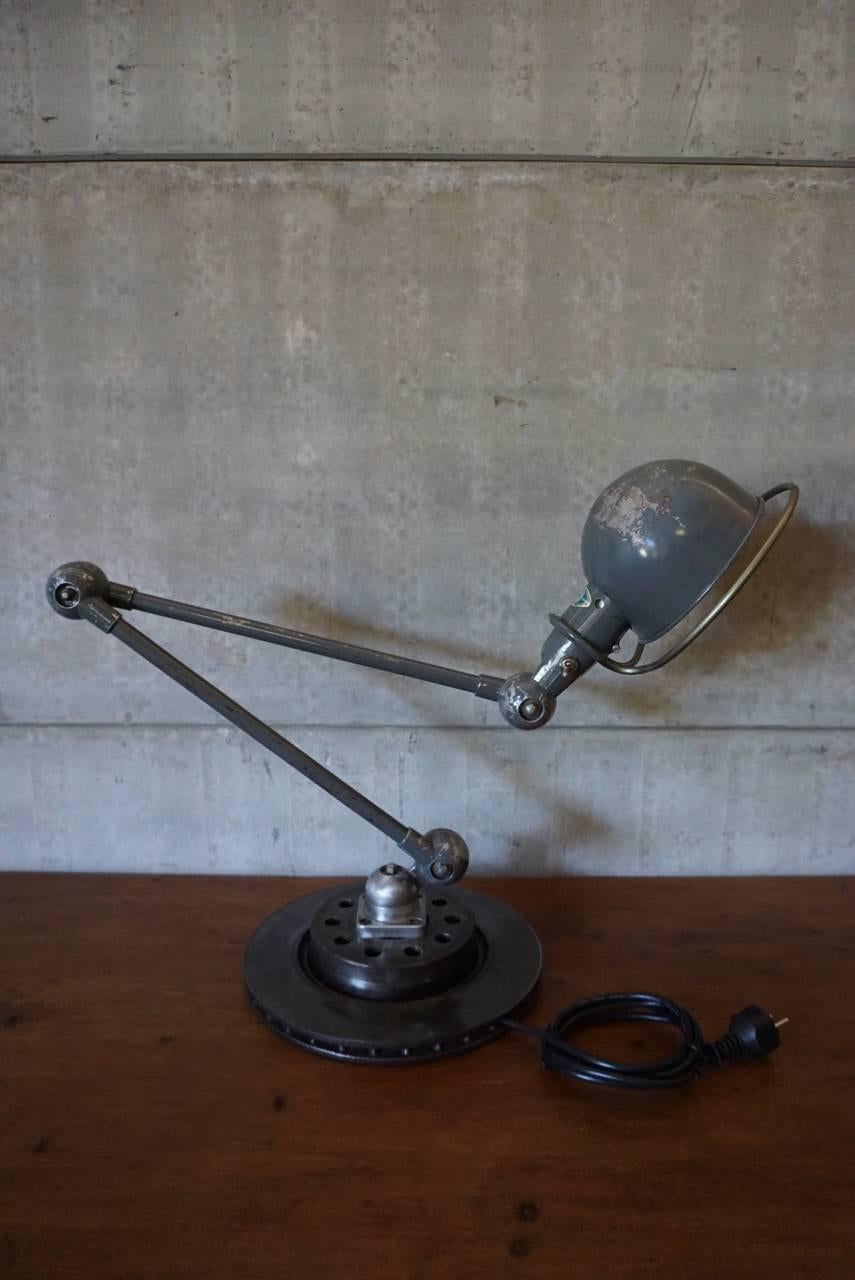 French Grey Industrial Articulated Desk Lamp from Jielde, 1950s