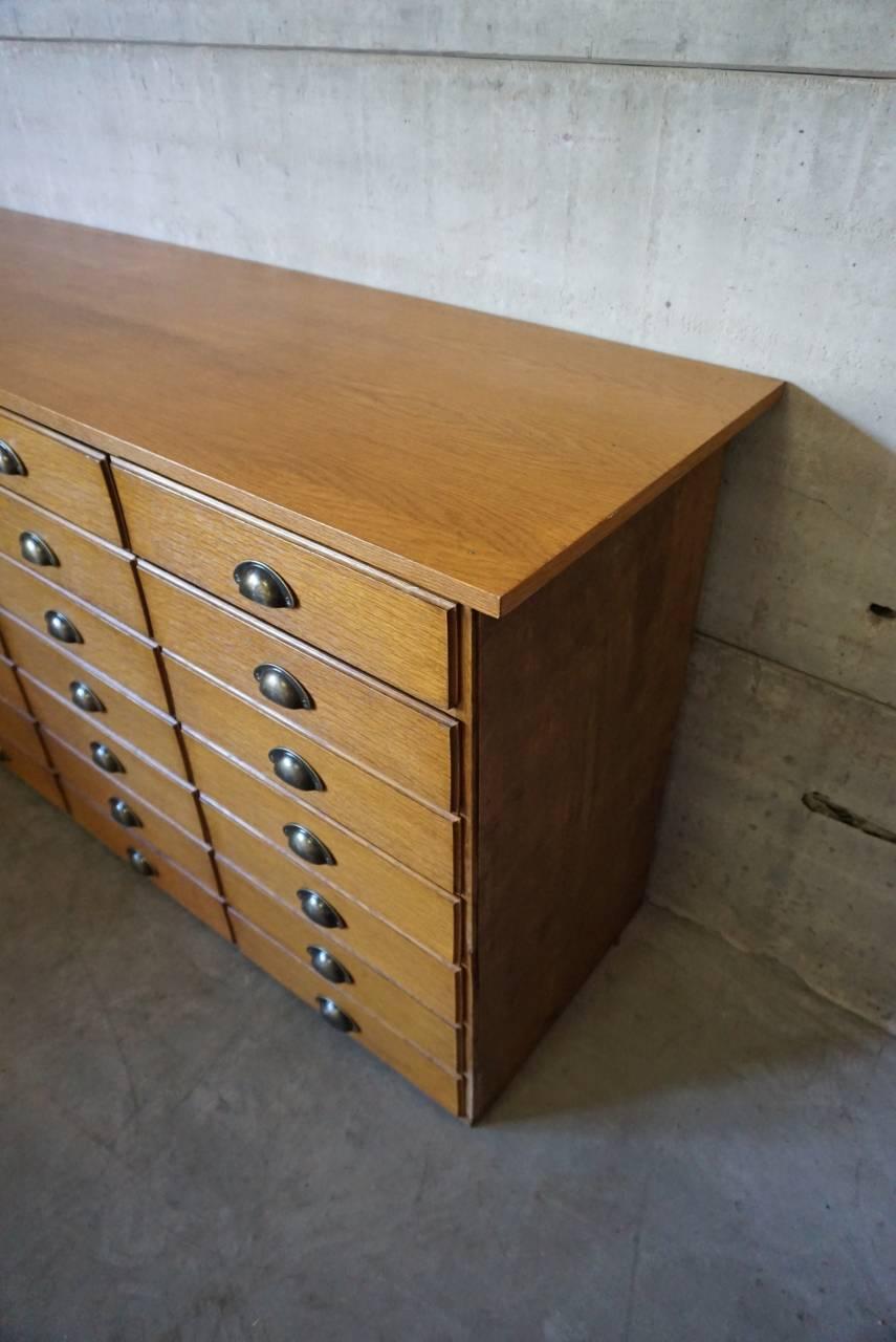 20th Century Vintage French Oak Apothecary Bank of Drawers, 1950s