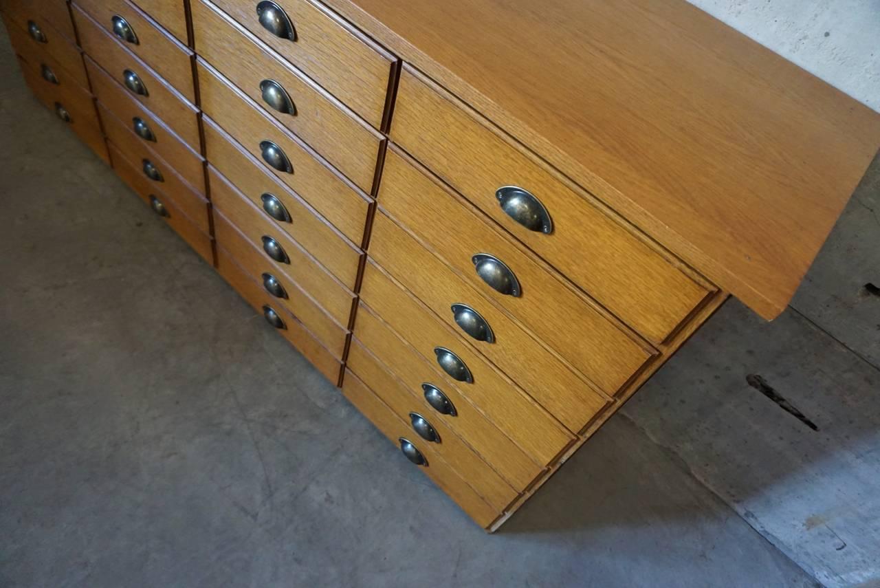 Vintage French Oak Apothecary Bank of Drawers, 1950s 1