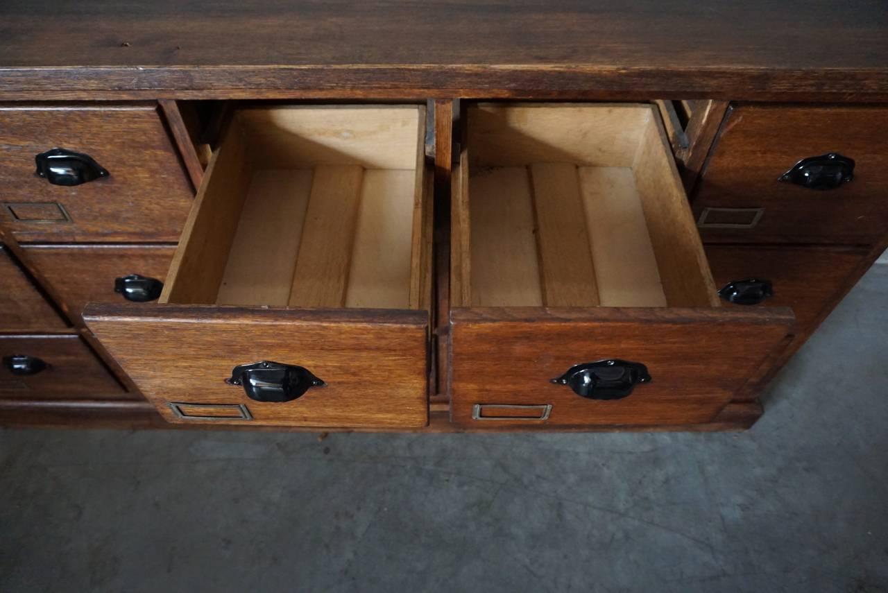 Vintage French Oak Apothecary Bank of Drawers, 1930s In Good Condition In Nijmegen, NL