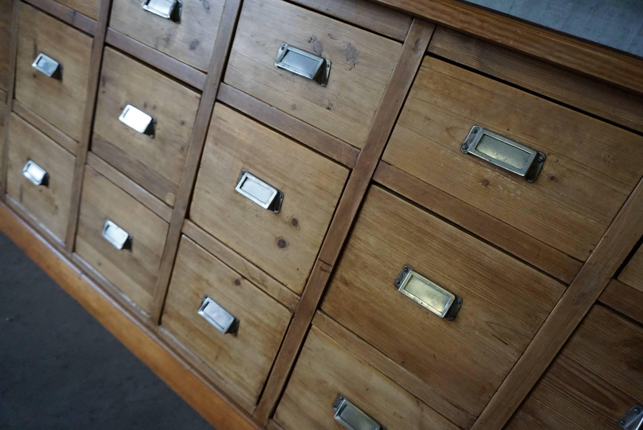 German Pine Apothecary Bank of Drawers, 1950s 1