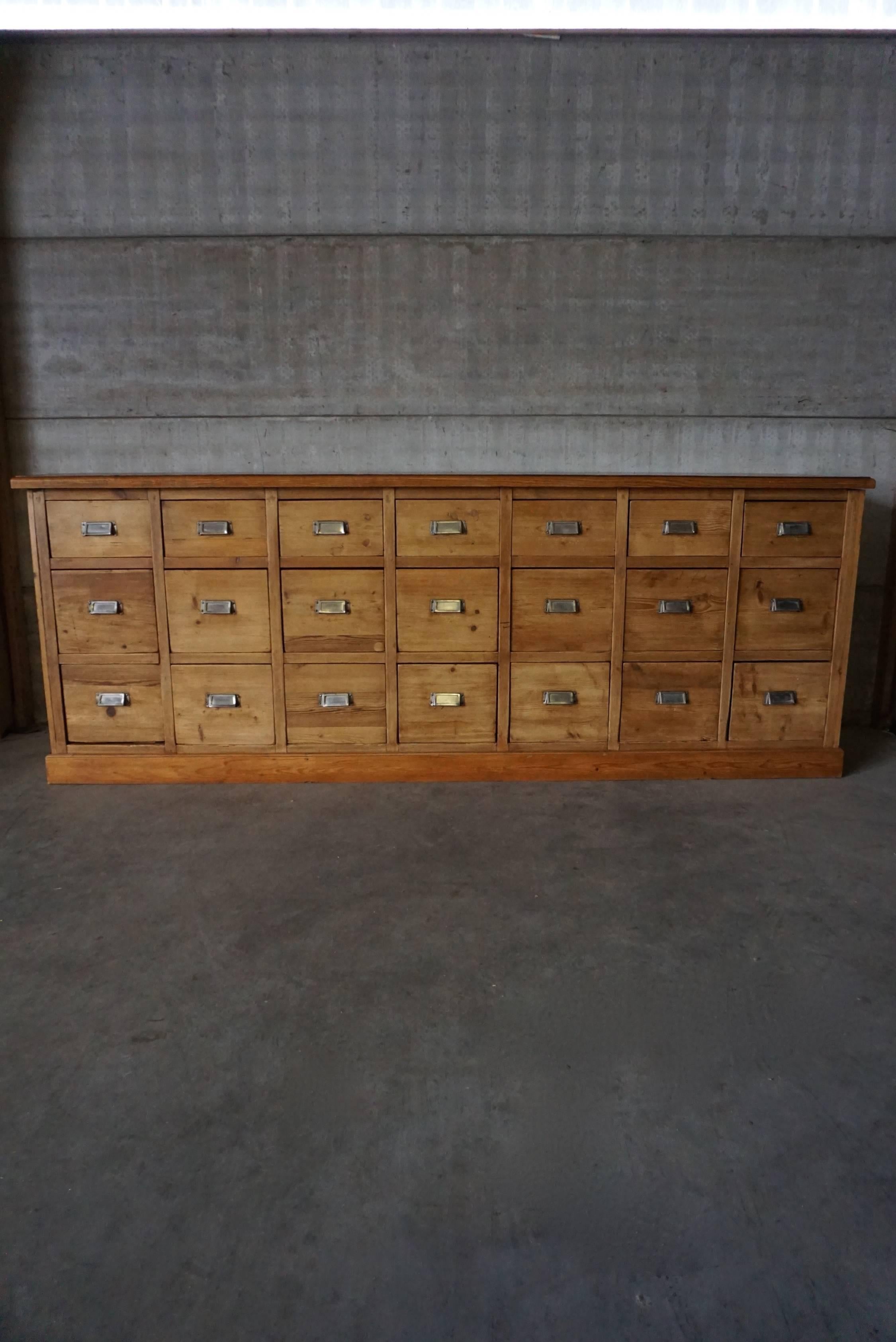 German Pine Apothecary Bank of Drawers, 1950s 5